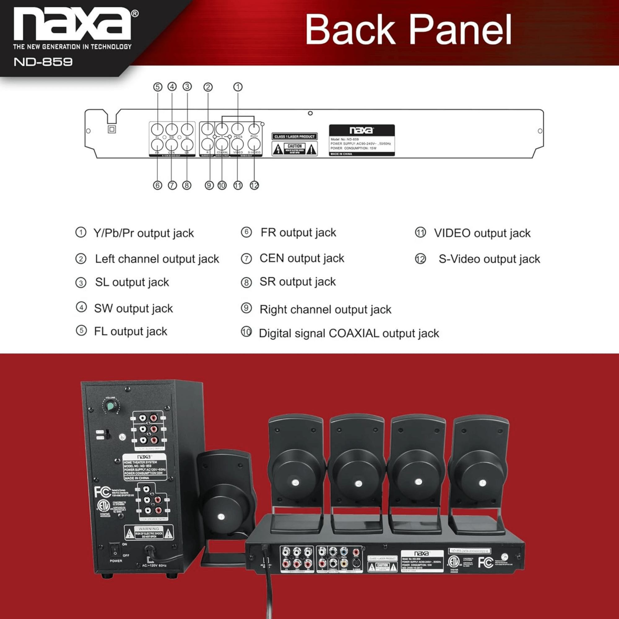 Naxa 5.1-Channel Home Theater DVD & Karaoke System - Refurbished Jupiter Gear Home