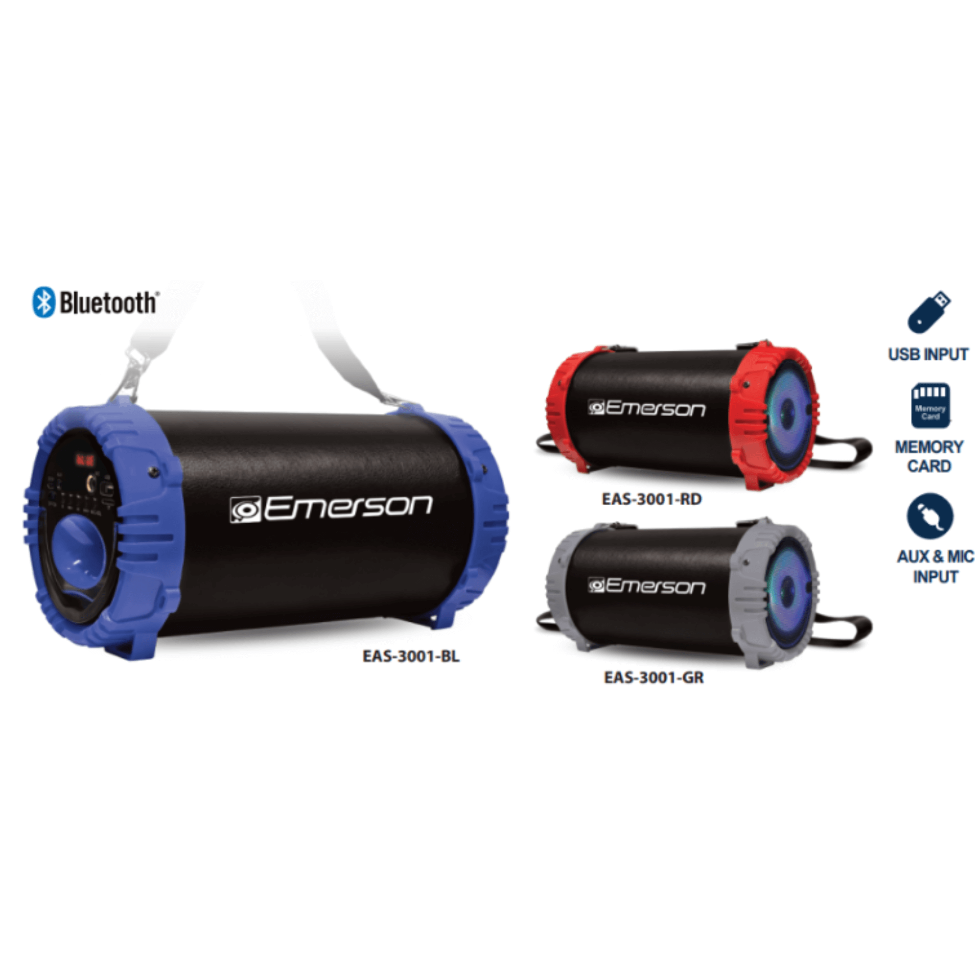 Emerson Portable Bluetooth Speaker with LED Lighting and Carrying Strap Jupiter Gear Home