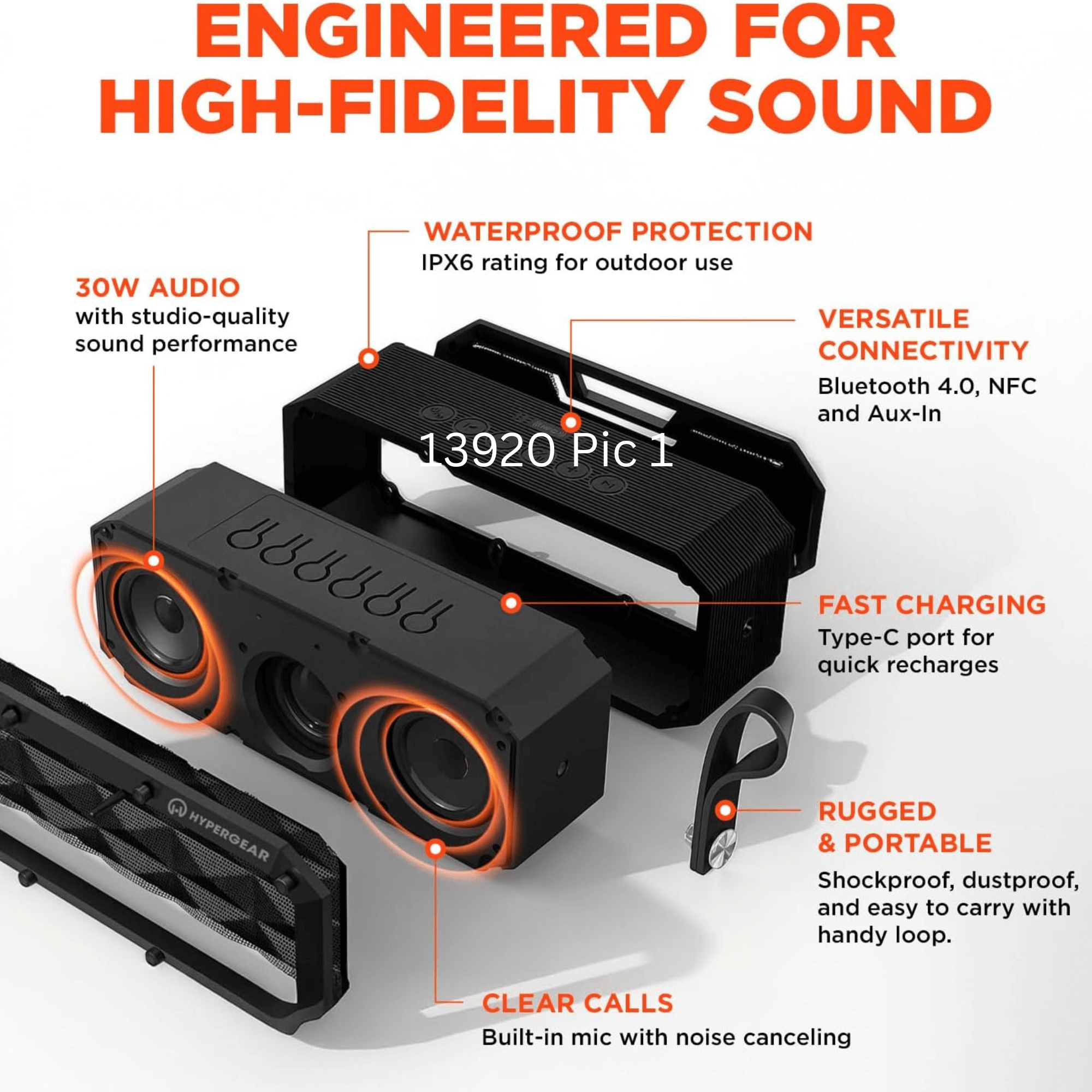HyperGear Beast XL Water-Resistant Wireless Speaker Jupiter Gear Home