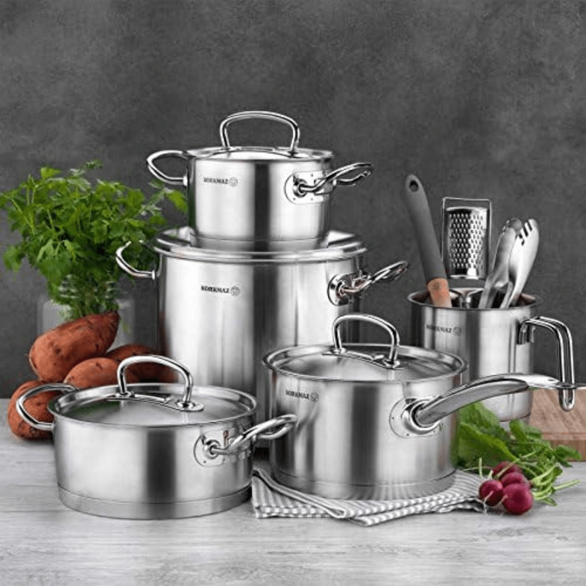 Korkmaz Proline 4Qt Stainless Steel Saucepan with High Profile Lid Jupiter Gear Home