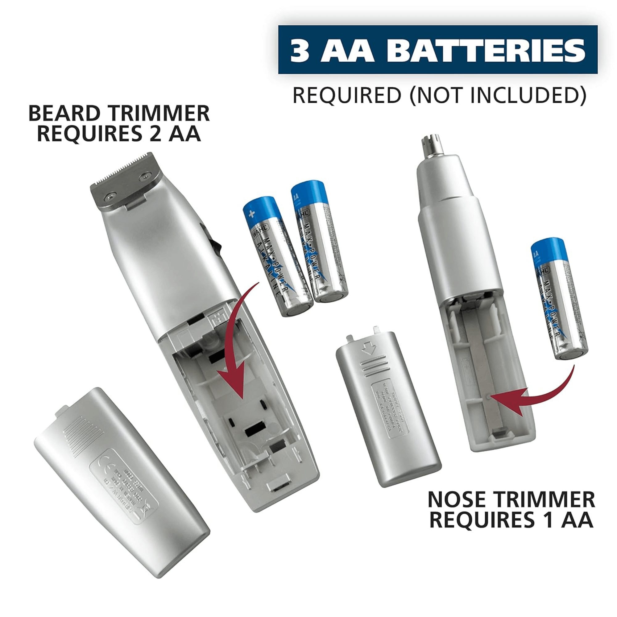 Wahl Battery Operated Beard and Nose-Hair Trimmer Mens Grooming 9-Piece Combo Jupiter Gear Home
