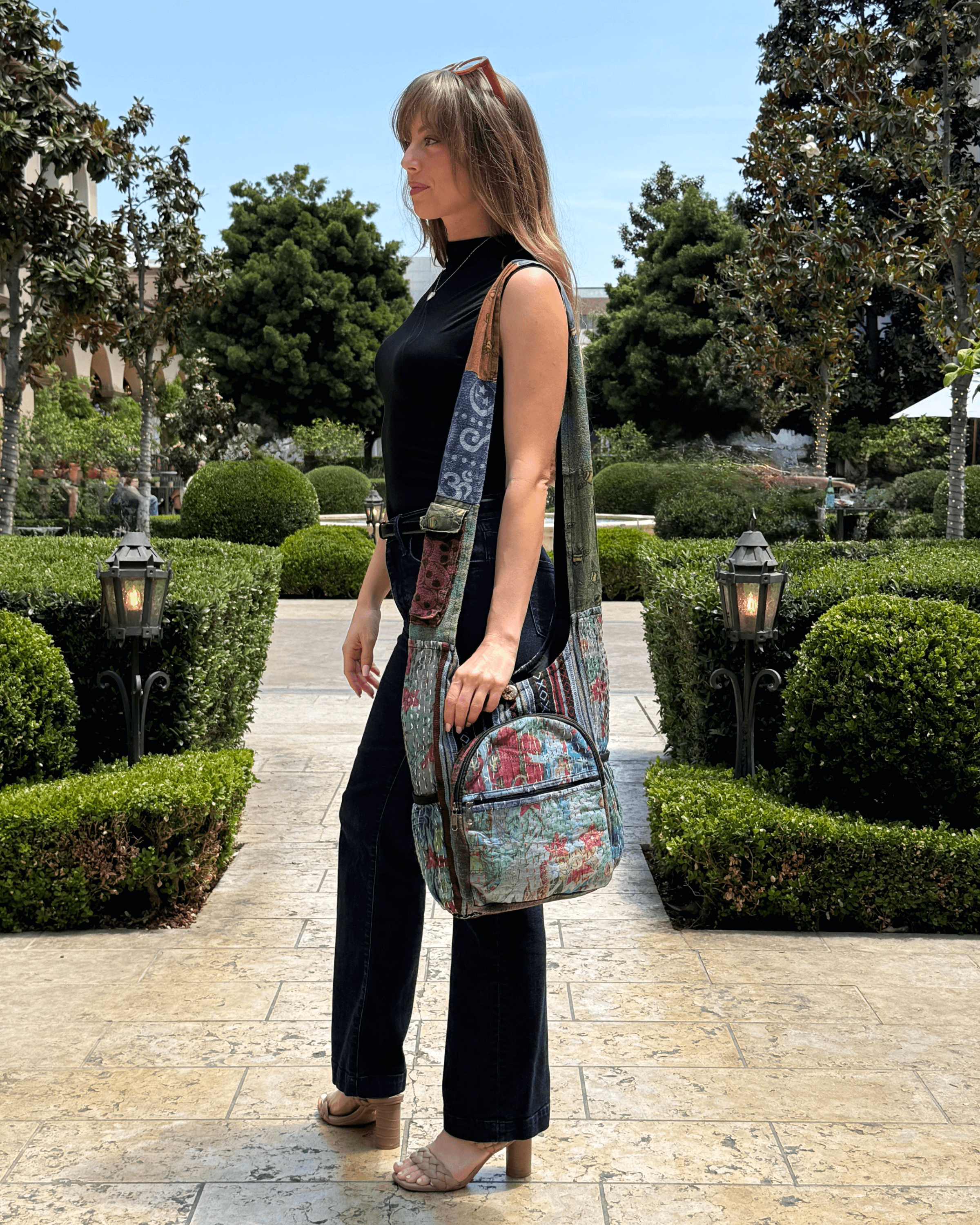Kathmandu Collection Vintage Patchwork Hobo Bag with Water Bottle Pockets Jupiter Gear Home