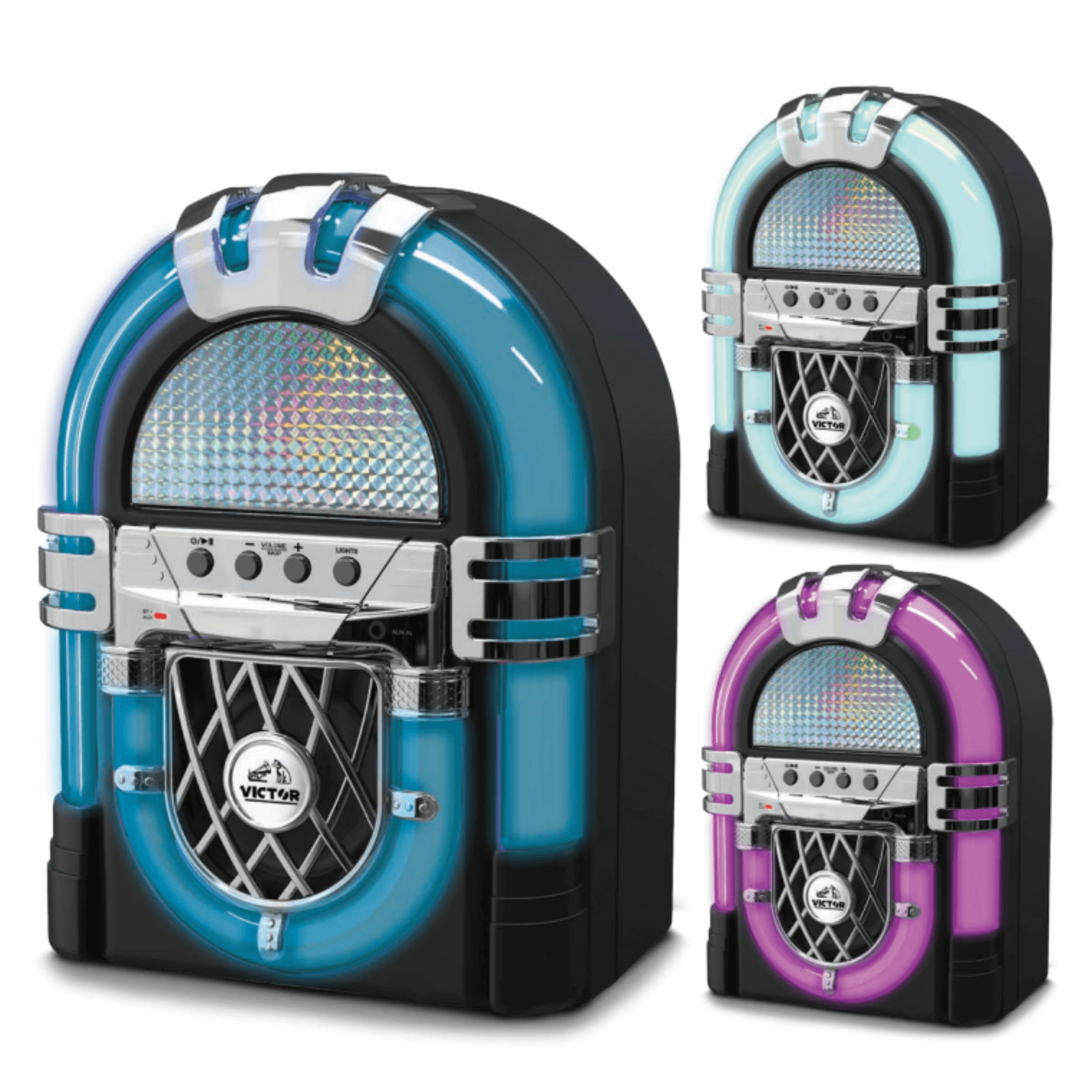 Victor BLVD Mini Bluetooth Jukebox with Multicolor LED Lighting Jupiter Gear Home