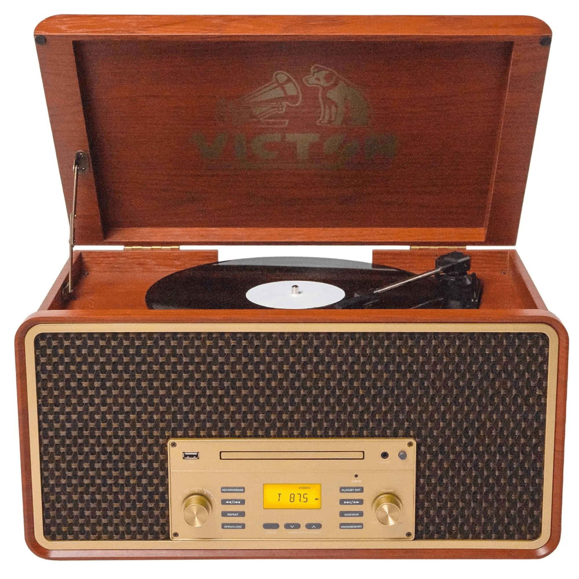 Victor Monument 8-in-1 Wood Music Center Mahogany - Refurbished Jupiter Gear Home