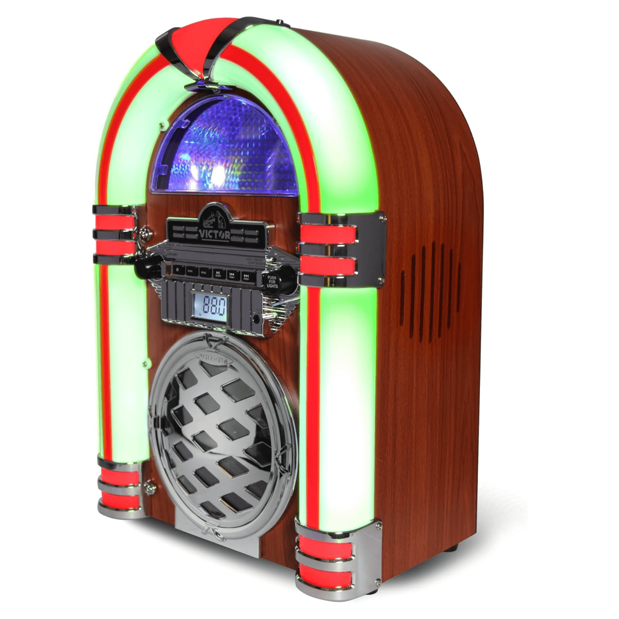 Victor Broadway II Desktop LED CD Jukebox Mahogany - Refurbished Jupiter Gear Home