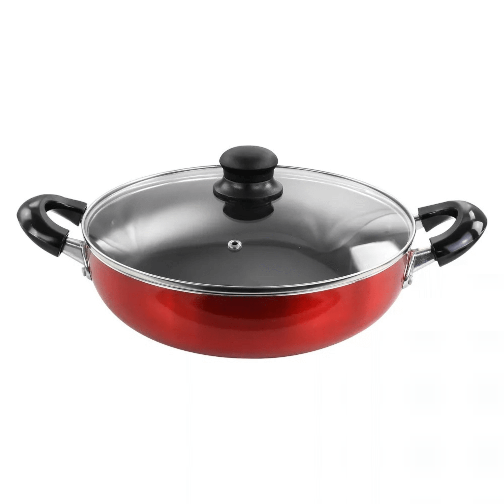 Better Chef 12" Aluminum Non-Stick Metallic Red Deep Fryer with Glass Lid Jupiter Gear Home