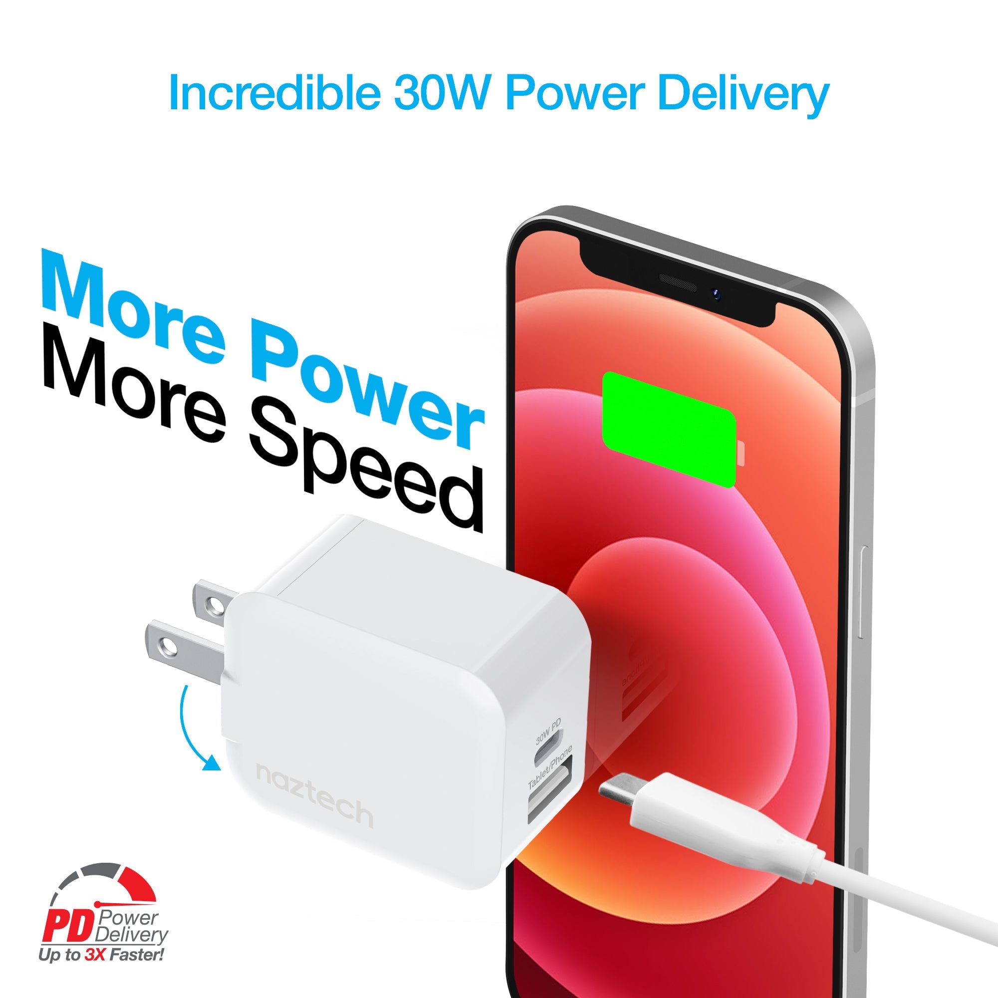 Naztech 30W USB-C PD Dual Output Fast Wall Charger Jupiter Gear Home