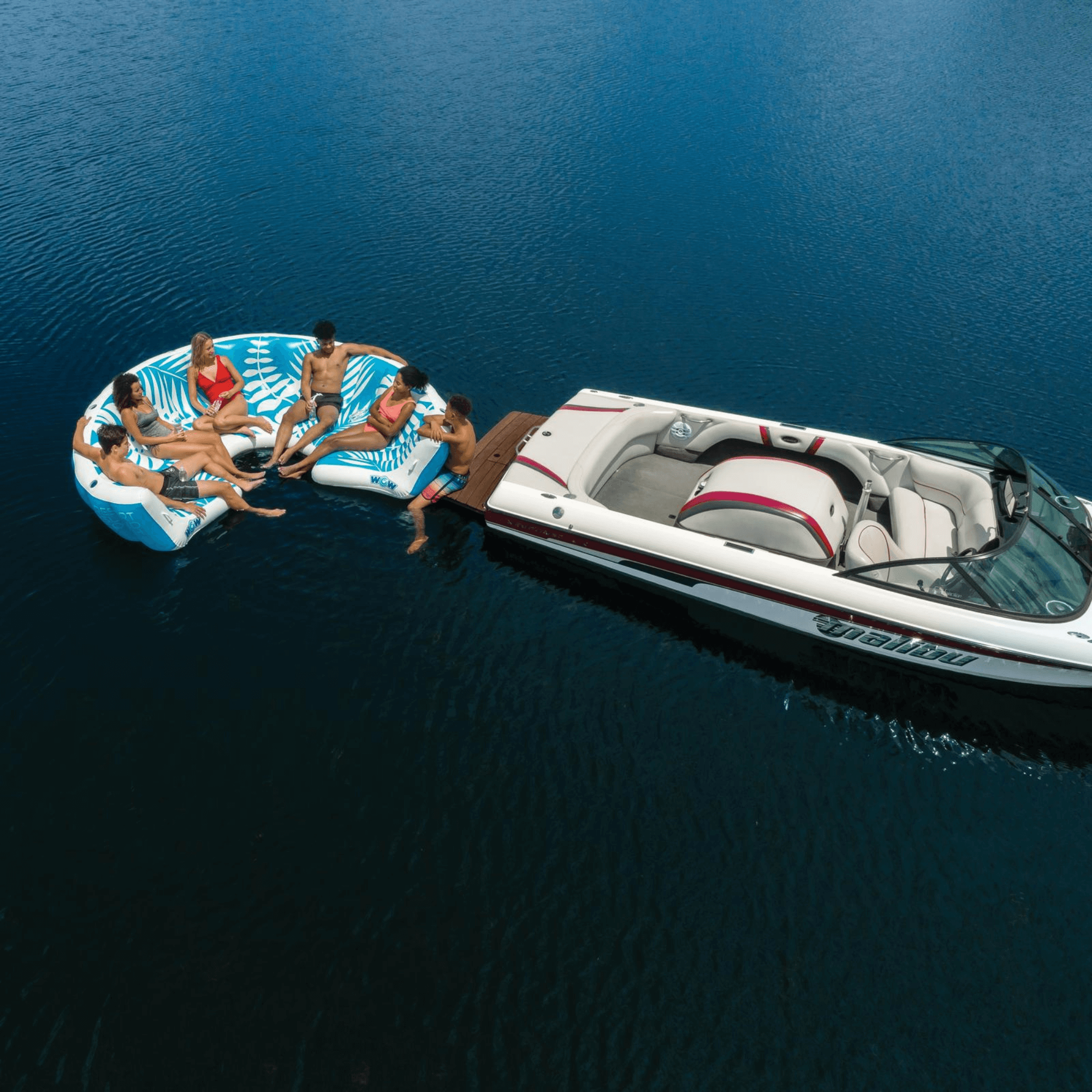 WOW Watersports Inflatable Lounging Resort Island for 6-8 People w Cup Holders Jupiter Gear Home