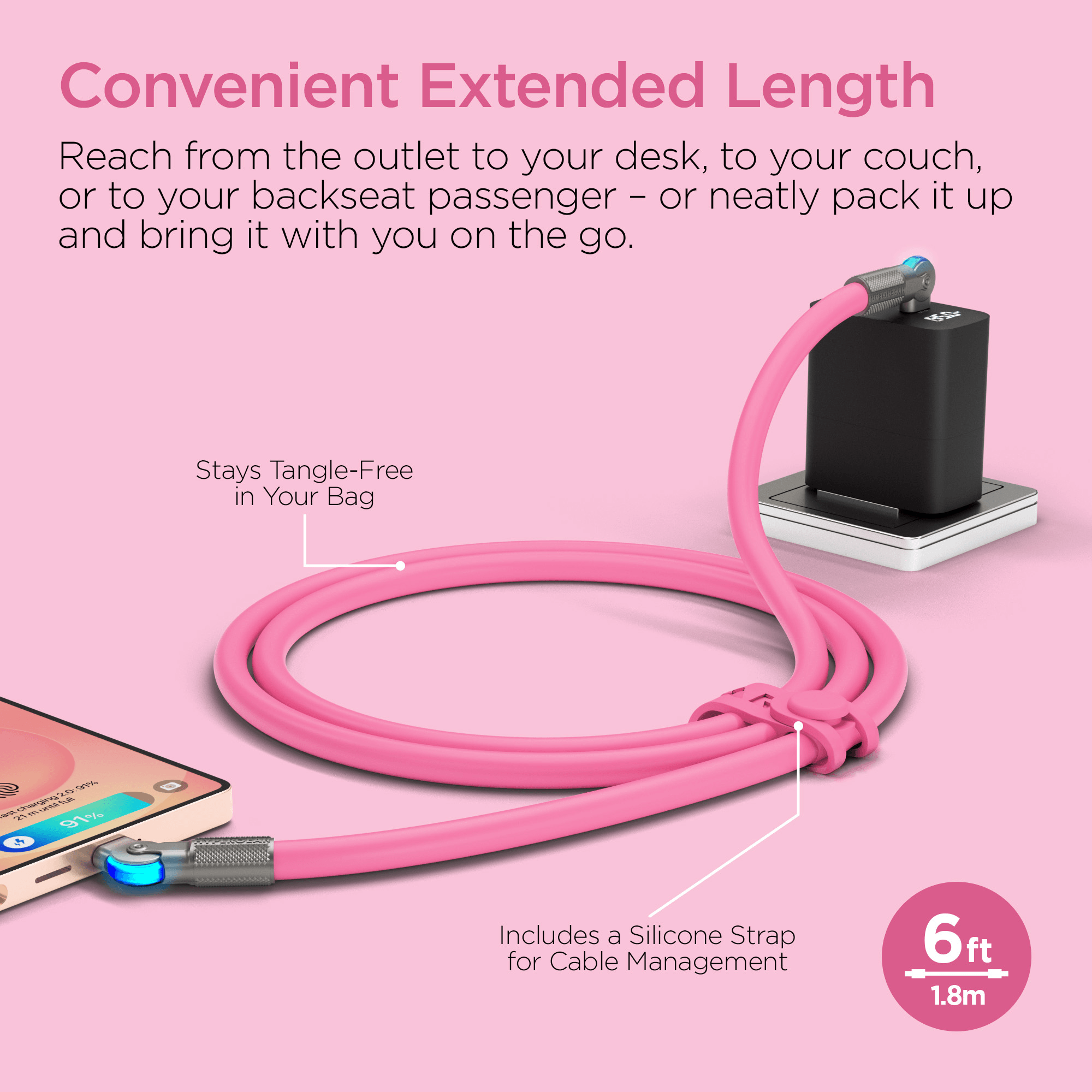 HyperGear Chunky180° 100W USB-C to USB-C Rugged Fast Charge Cable 6ft Jupiter Gear Home