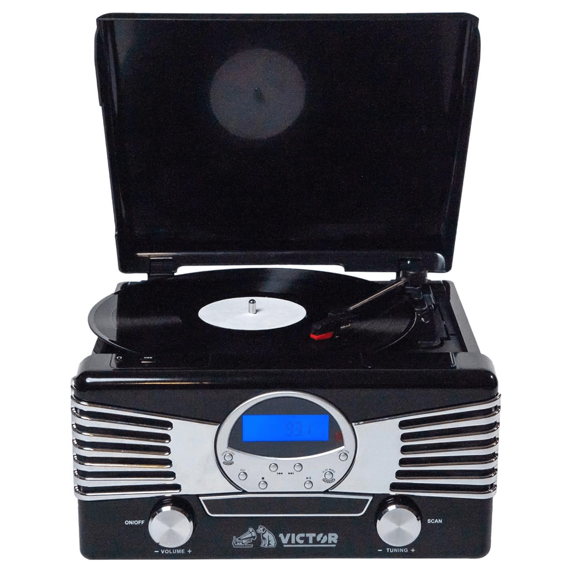 Victor Diner 7-in-1 Turntable Music Center Black - Refurbished Jupiter Gear Home