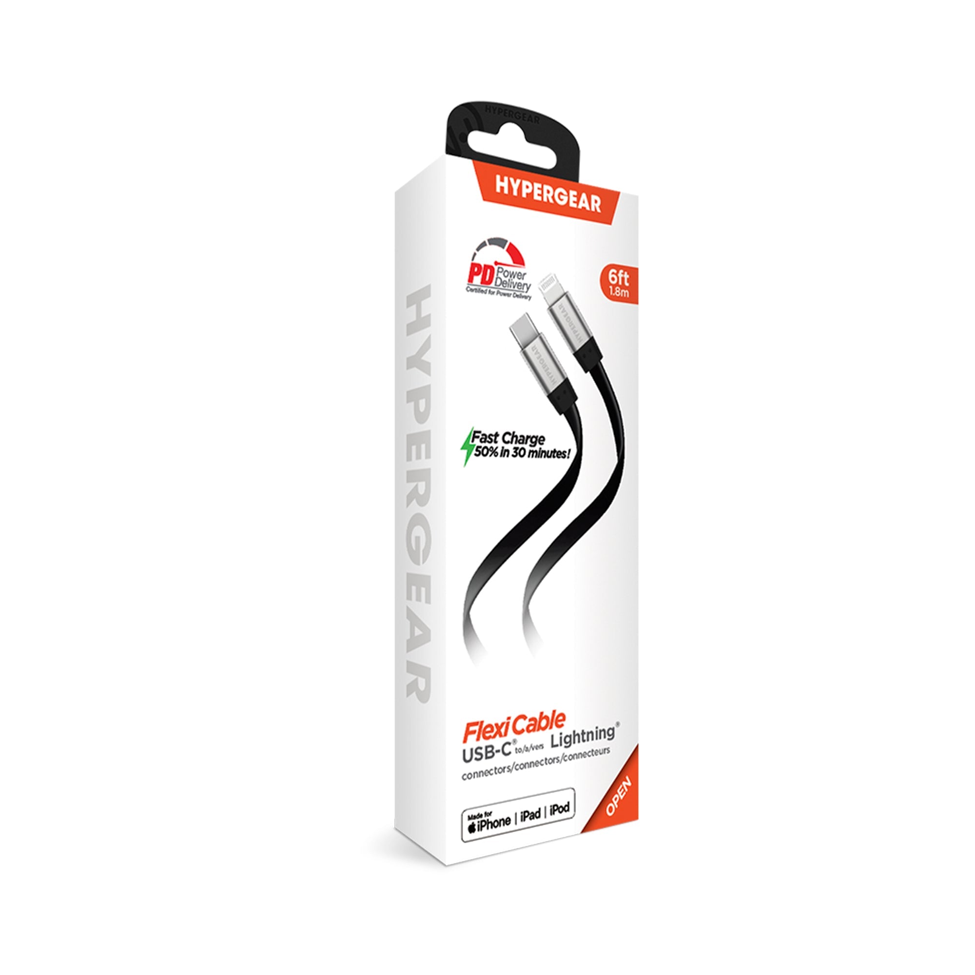 HyperGear Flexi USB-C to Lightning Flat Cable 6ft Jupiter Gear Home