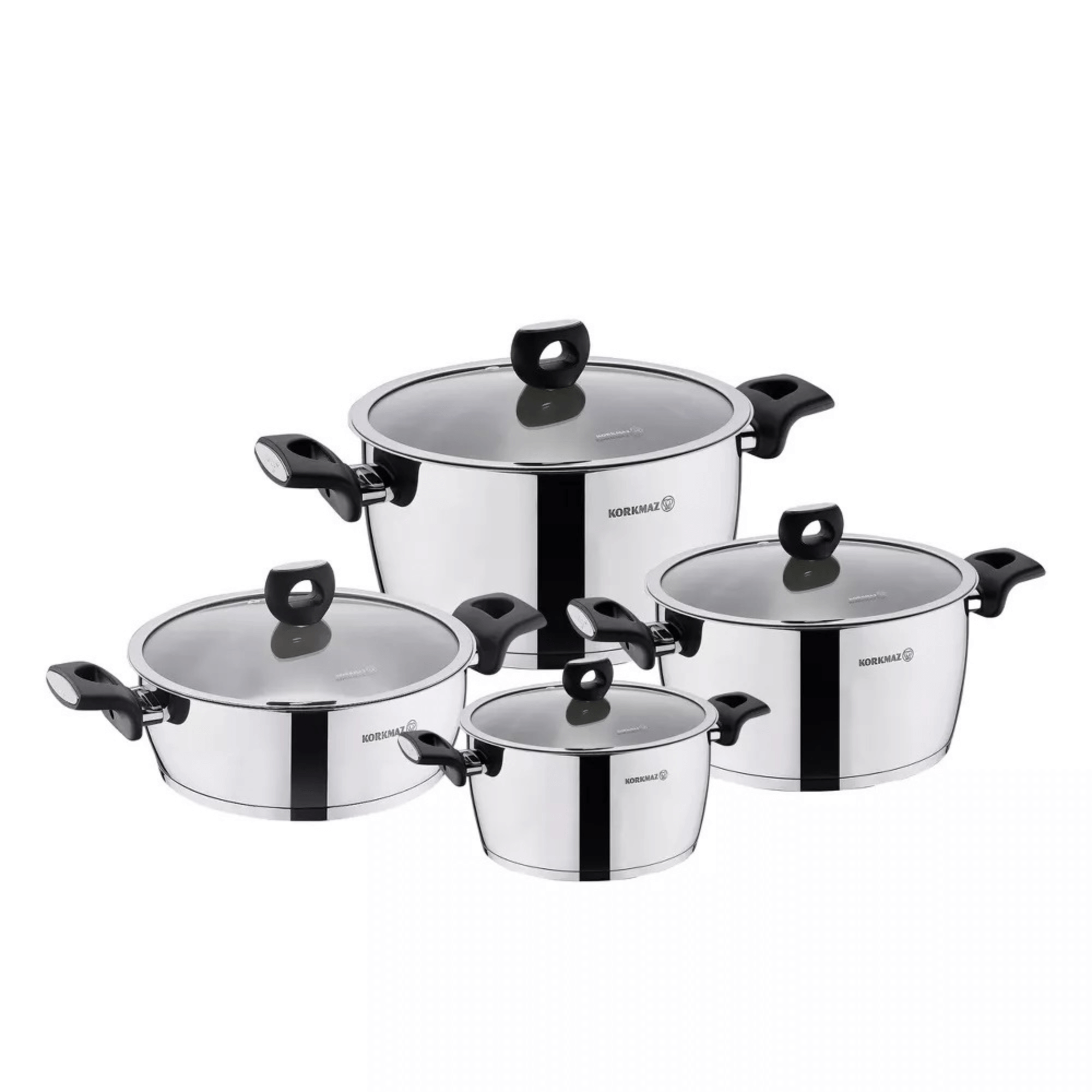Korkmaz Nora 8 Piece Stainless Steel Casserole Cookware Set Jupiter Gear Home