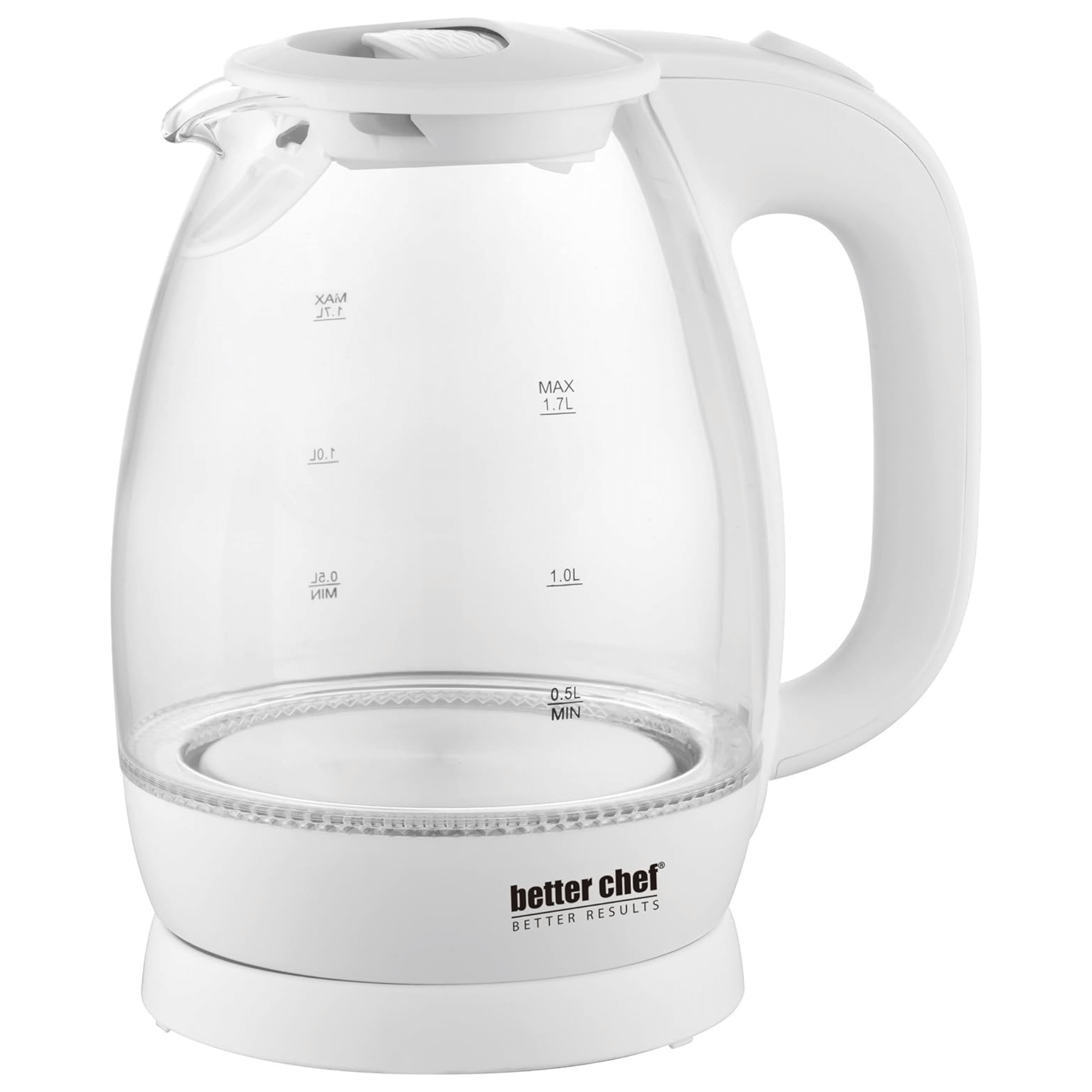 Better Chef 7-Cup Cordless Borosilicate Glass Electric Kettle with LED Light Jupiter Gear Home