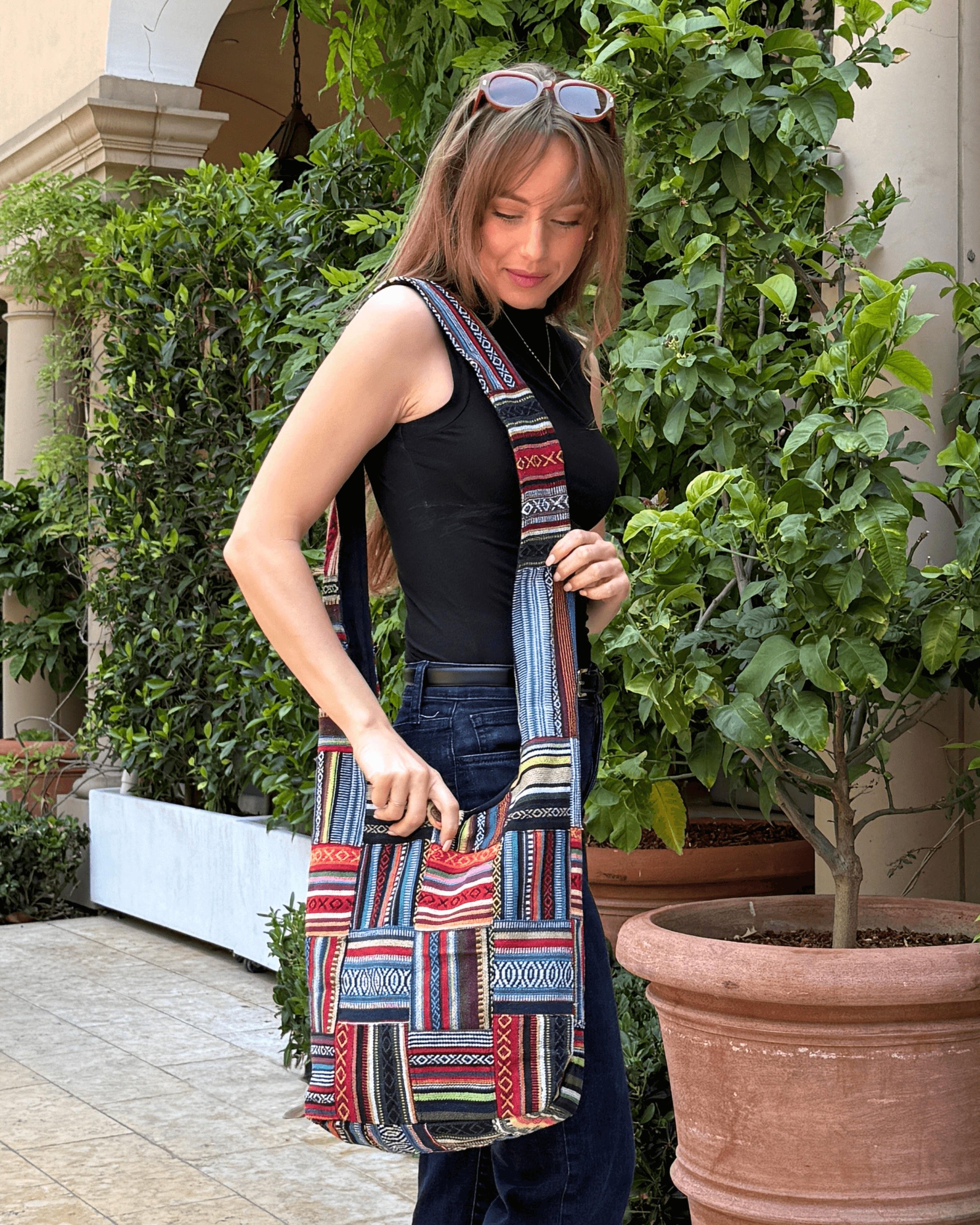 Kathmandu Collection Patchwork Striped Hobo Bag Jupiter Gear Home