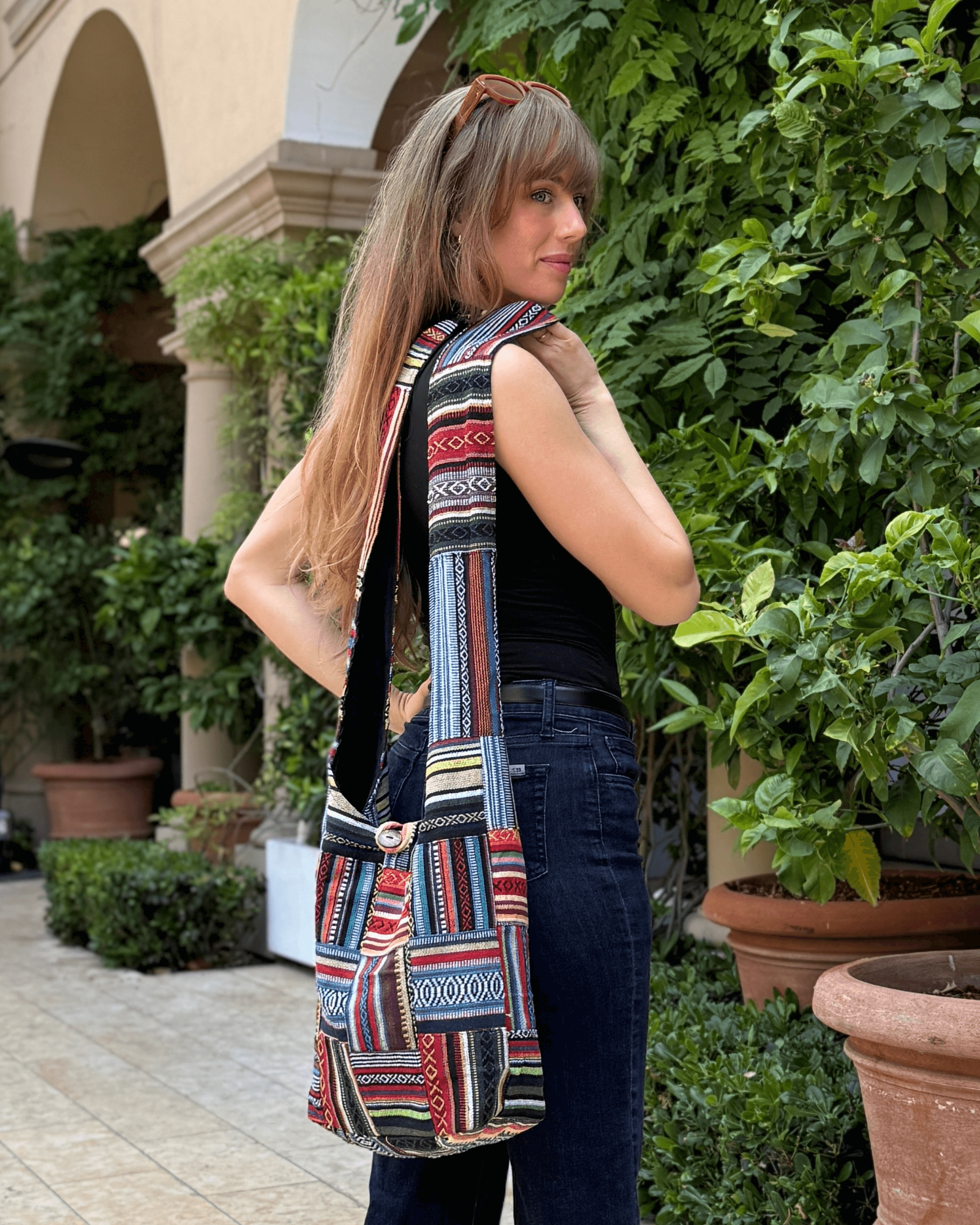 Kathmandu Collection Patchwork Striped Hobo Bag Jupiter Gear Home