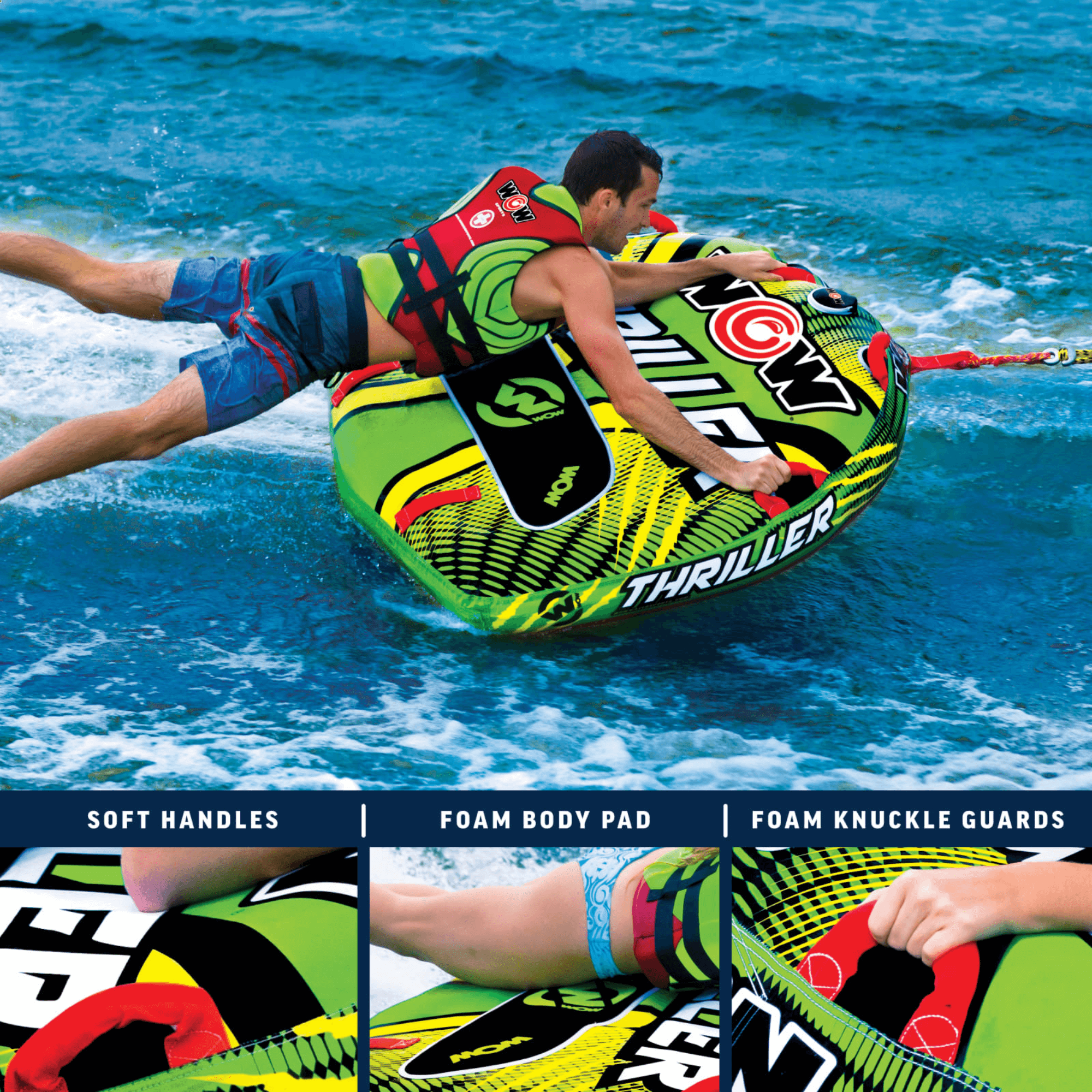WOW Watersports Big Thriller 1 Person Inflatable Towable Deck Tube Jupiter Gear Home
