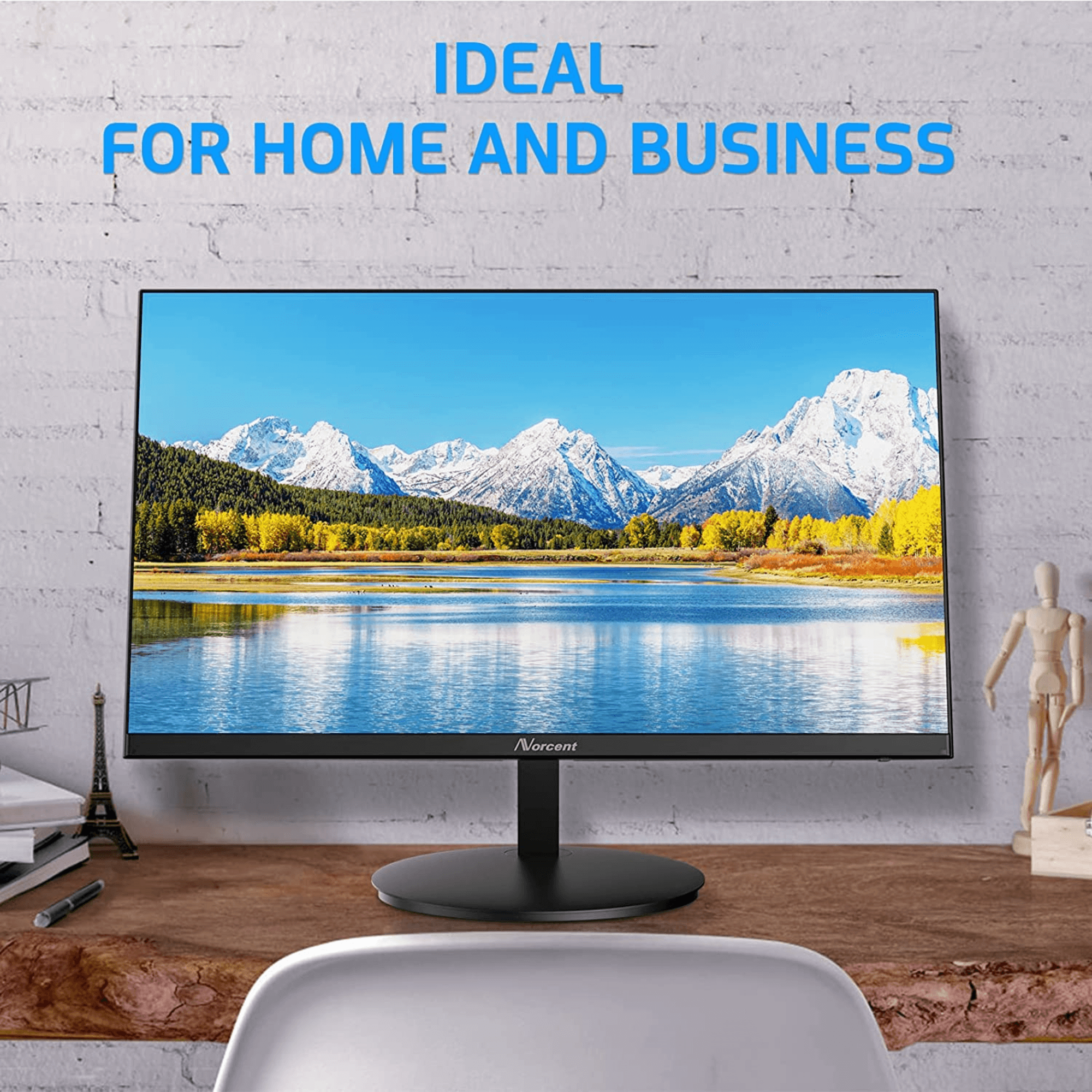Norcent 24 Inch Frameless Computer Monitor FHD 75HZ VA with Built-In Speakers Jupiter Gear Home