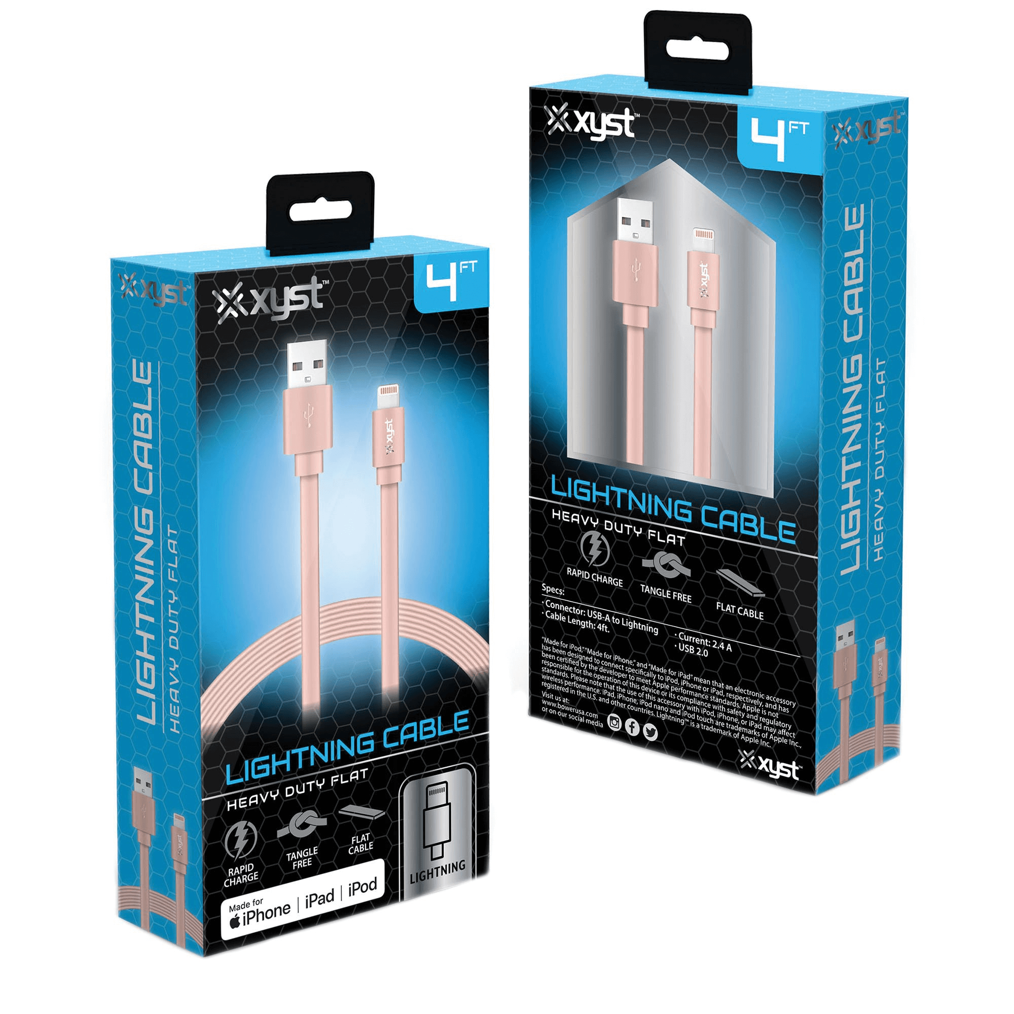 Xyst Charge and Sync USB to Lightning Flat Cable 4Ft Jupiter Gear Home