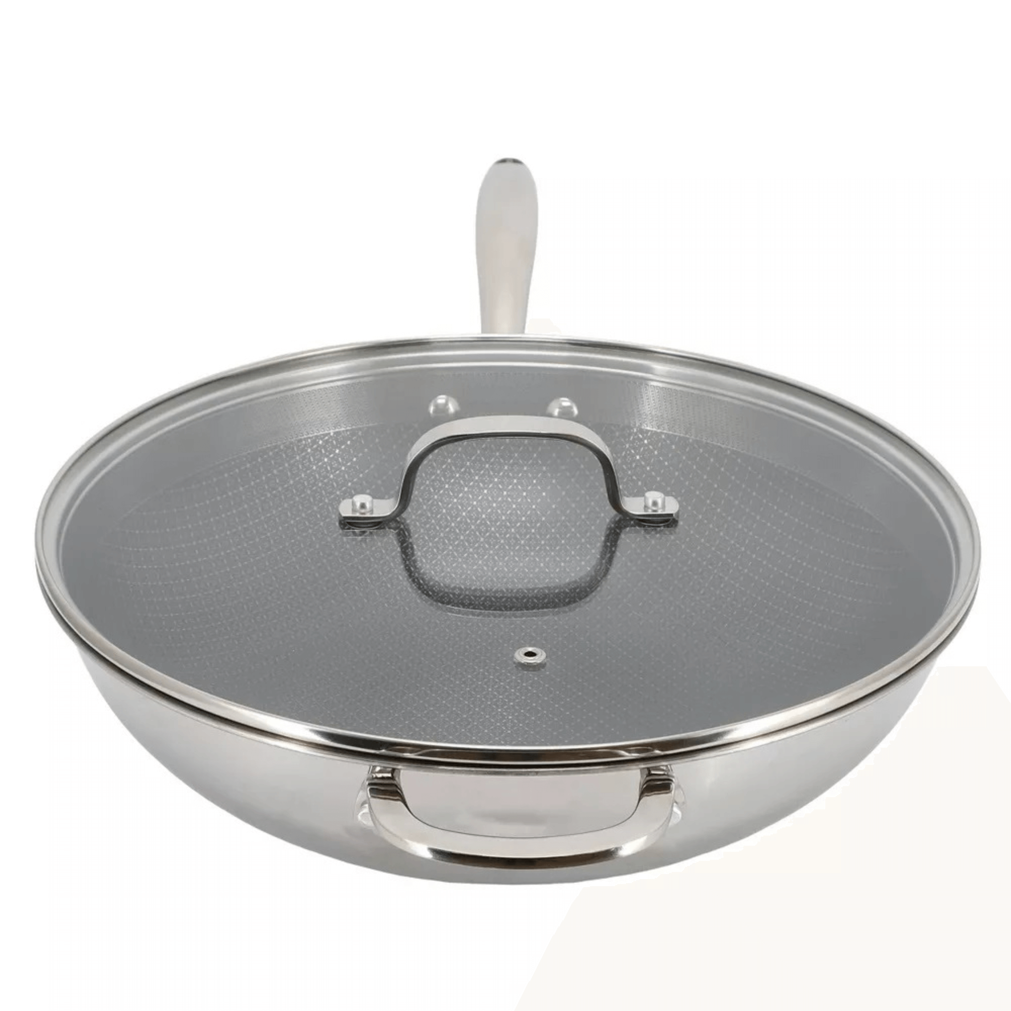 Better Chef 12.5-Inch 3-Ply Stainless Steel Nonstick Wok with Lid Jupiter Gear Home