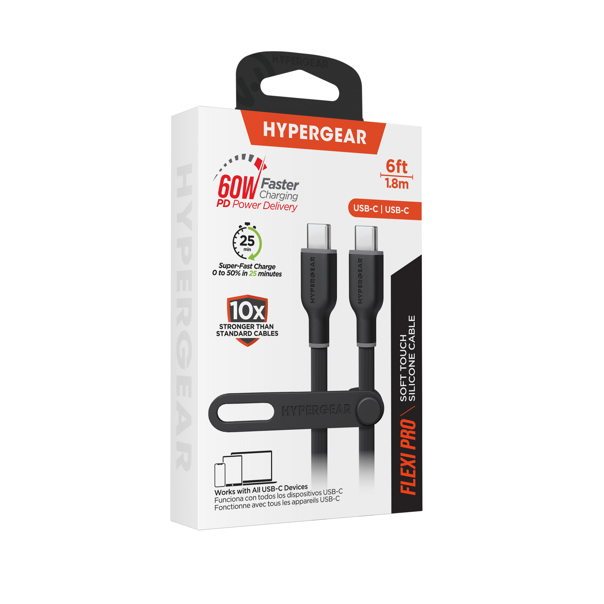 HyperGear Flexi PRO USB-C to USB-C Cable 6ft Jupiter Gear Home