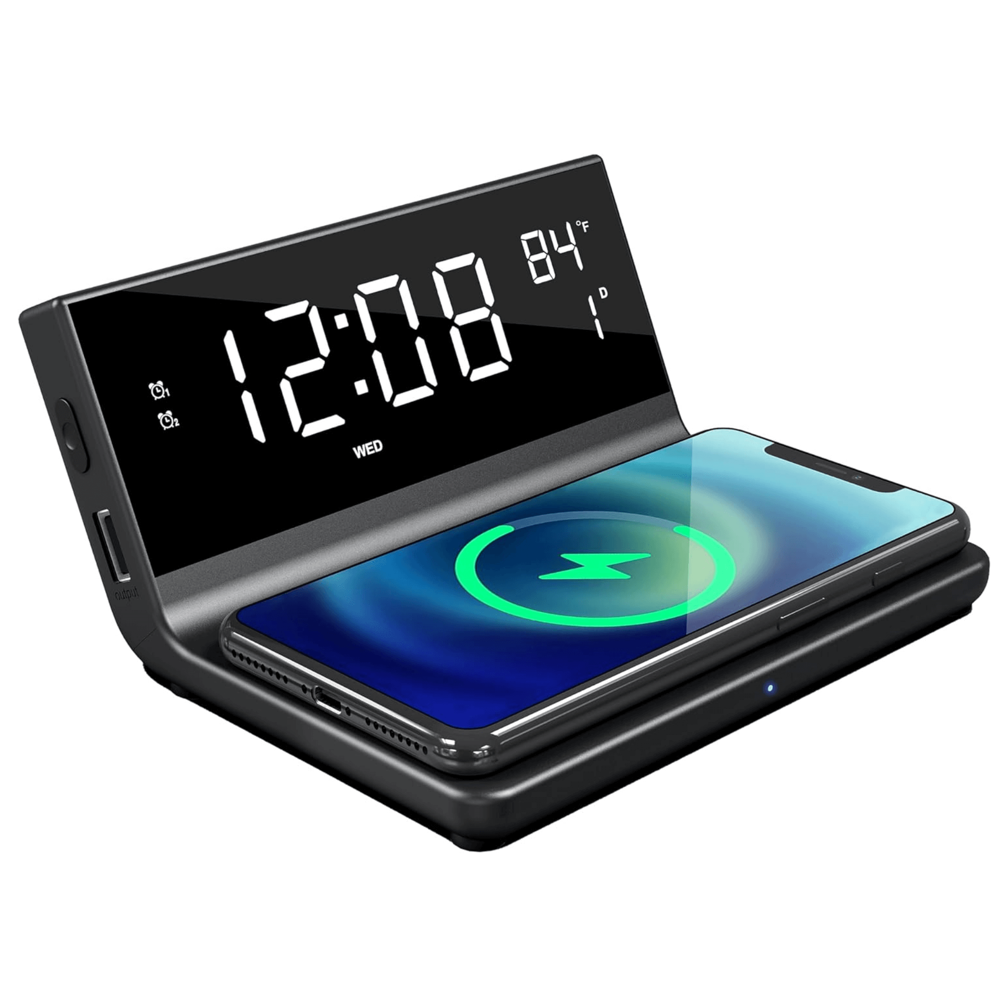 Supersonic Dual Alarm Clock with 2-in-1 Wireless Charger Jupiter Gear Home