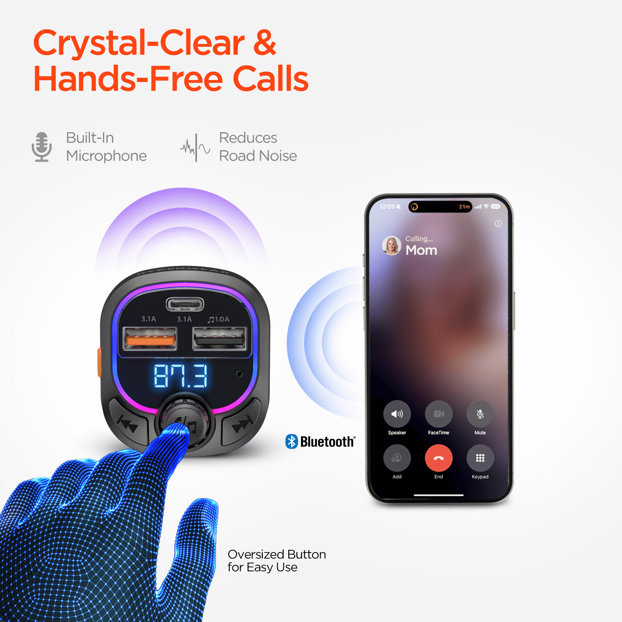 HyperGear IntelliCast Road FM Transmitter Car Charger Jupiter Gear Home