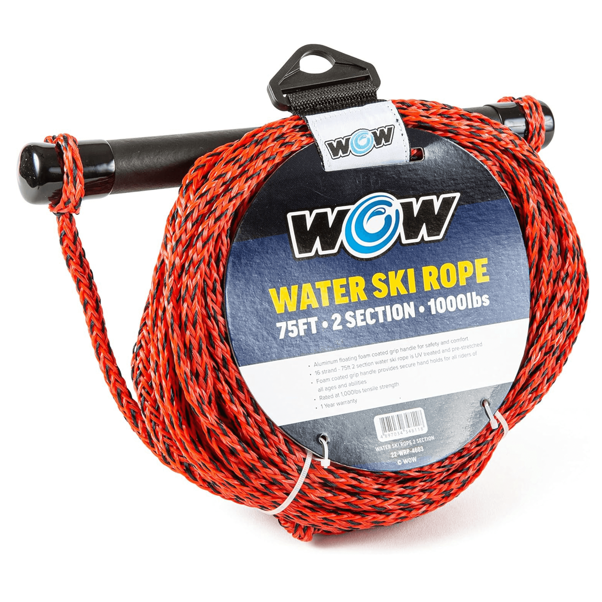 WOW Watersports 75ft 2-Section UV Treated Water Ski Rope Jupiter Gear Home