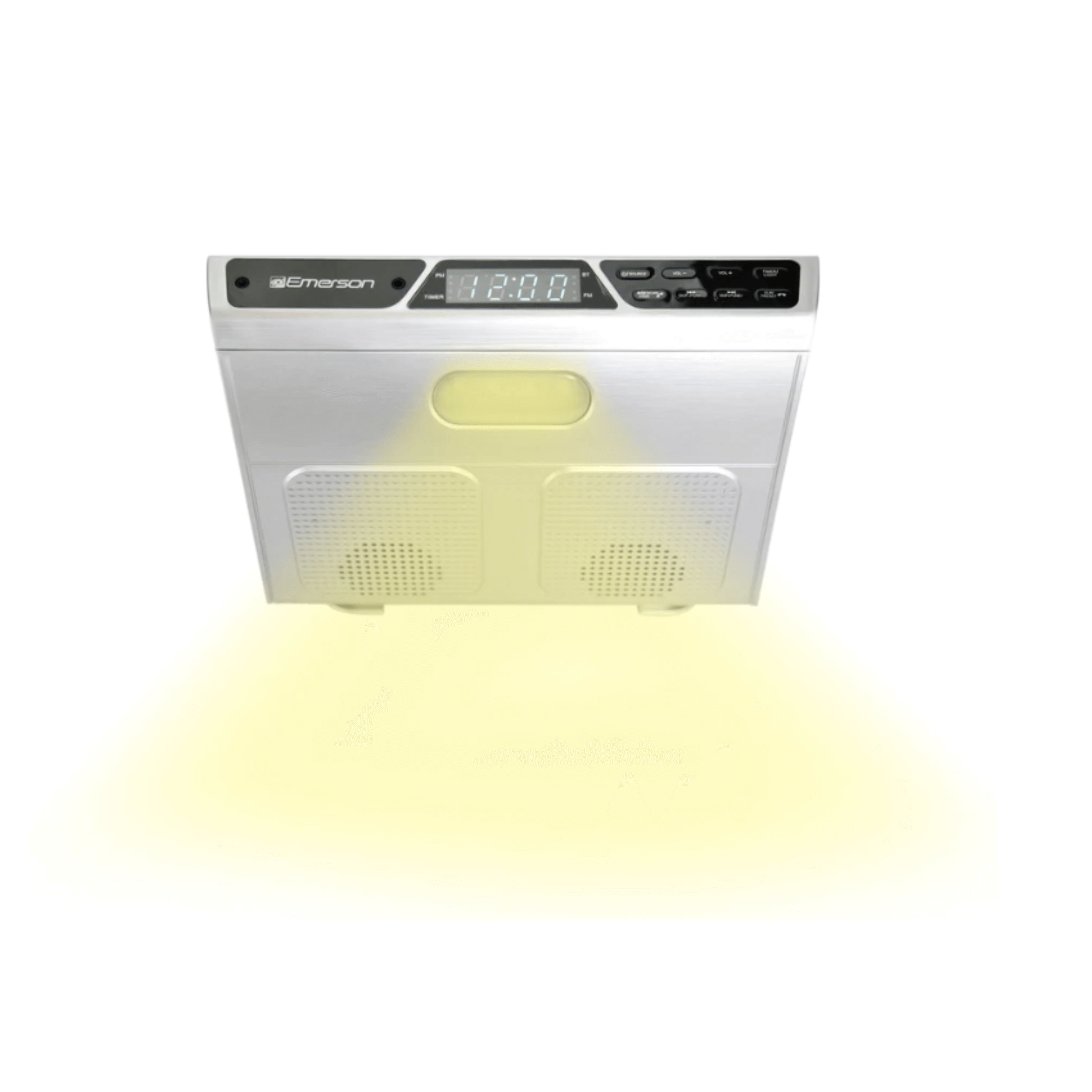 Emerson Under Cabinet FM Radio w Bluetooth, Station Memory and Clock with Timer Jupiter Gear Home