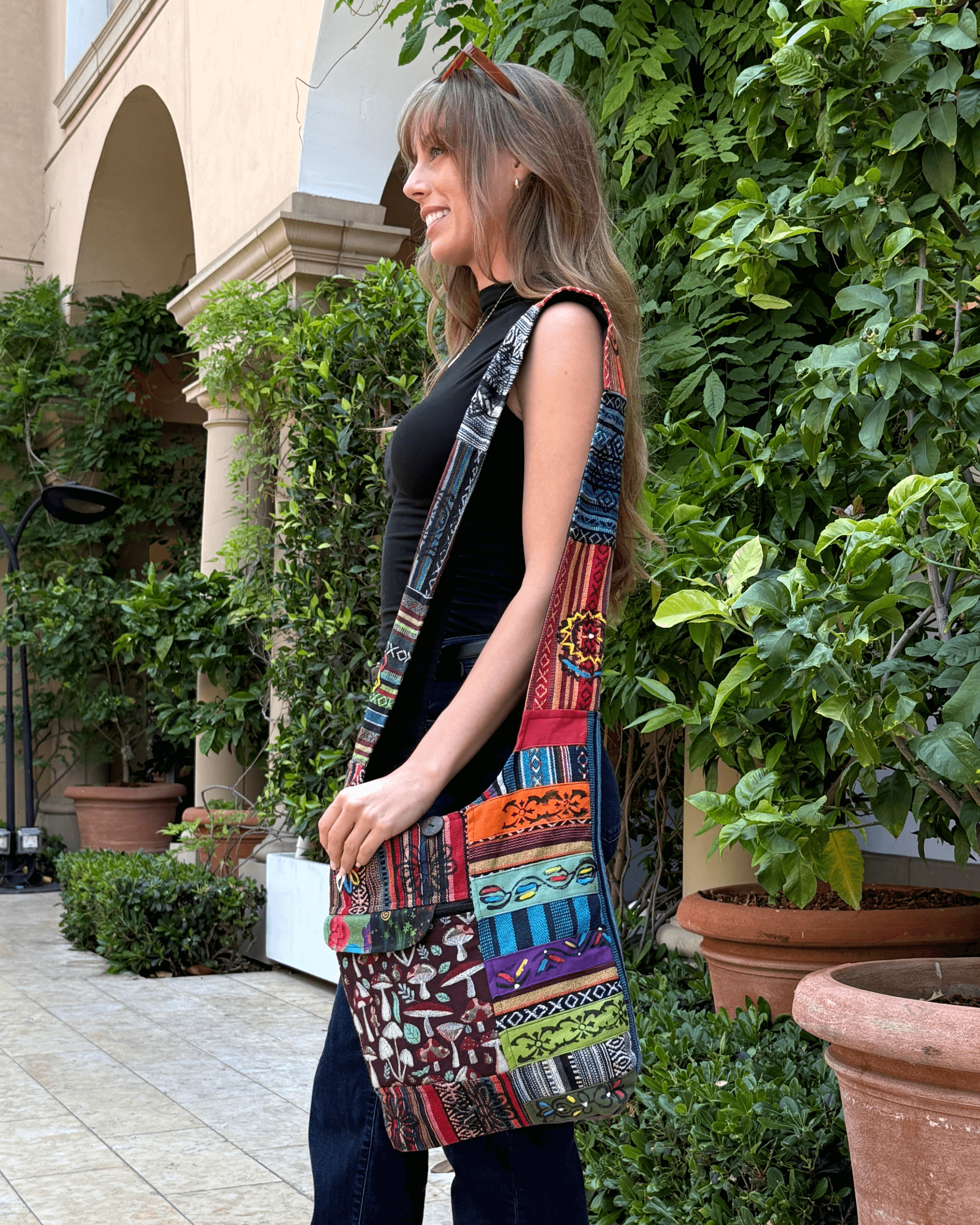 Kathmandu Collection Tribal Stripe Patchwork Hobo Bag Jupiter Gear Home
