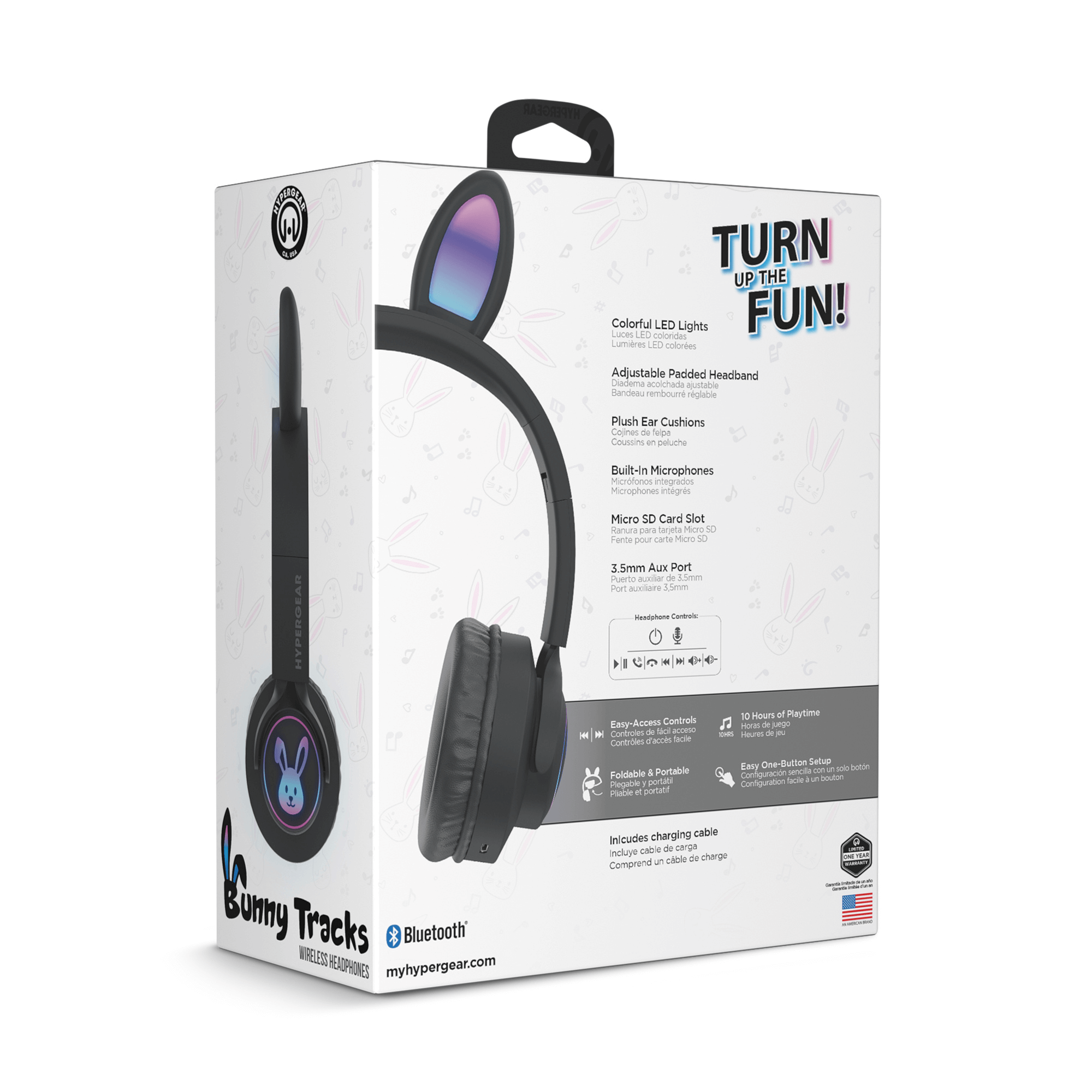 HyperGear Bunny Tracks Wireless Light-Up Headphones Jupiter Gear Home