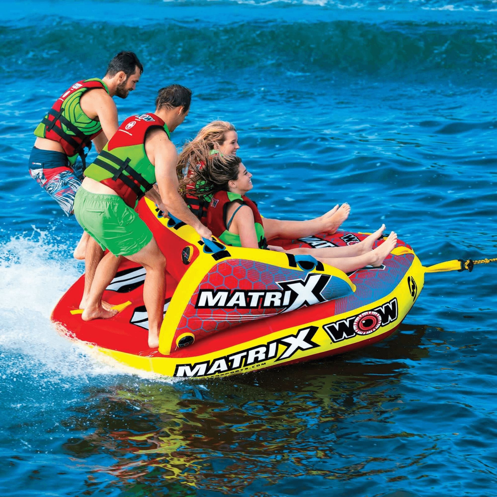 WOW Watersports Matrix Towable Boat Tube w Secure Seating for 1-4 Persons Jupiter Gear Home