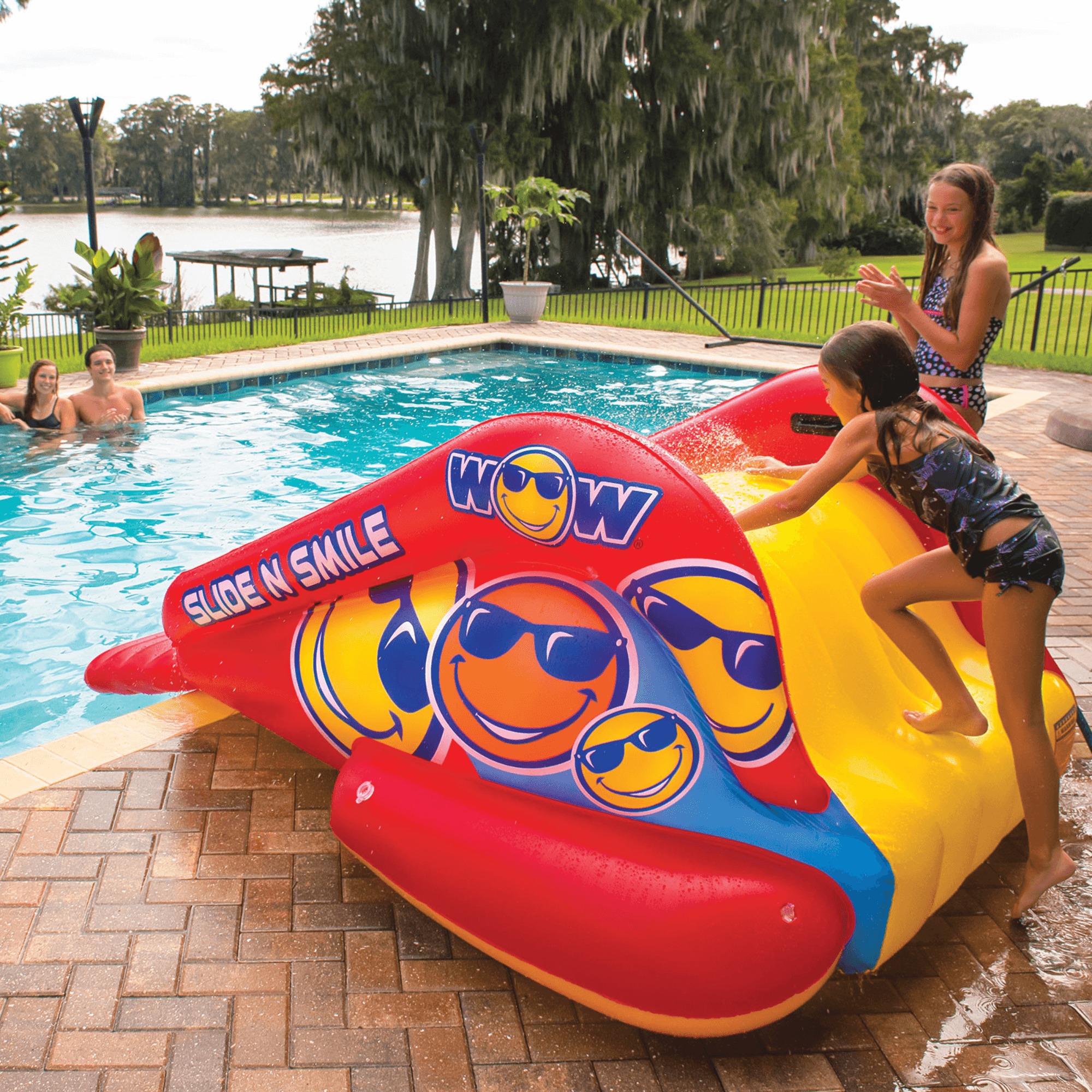 WOW Watersports Slide N Smile Inflatable Pool Slide with Sprinklers Jupiter Gear Home