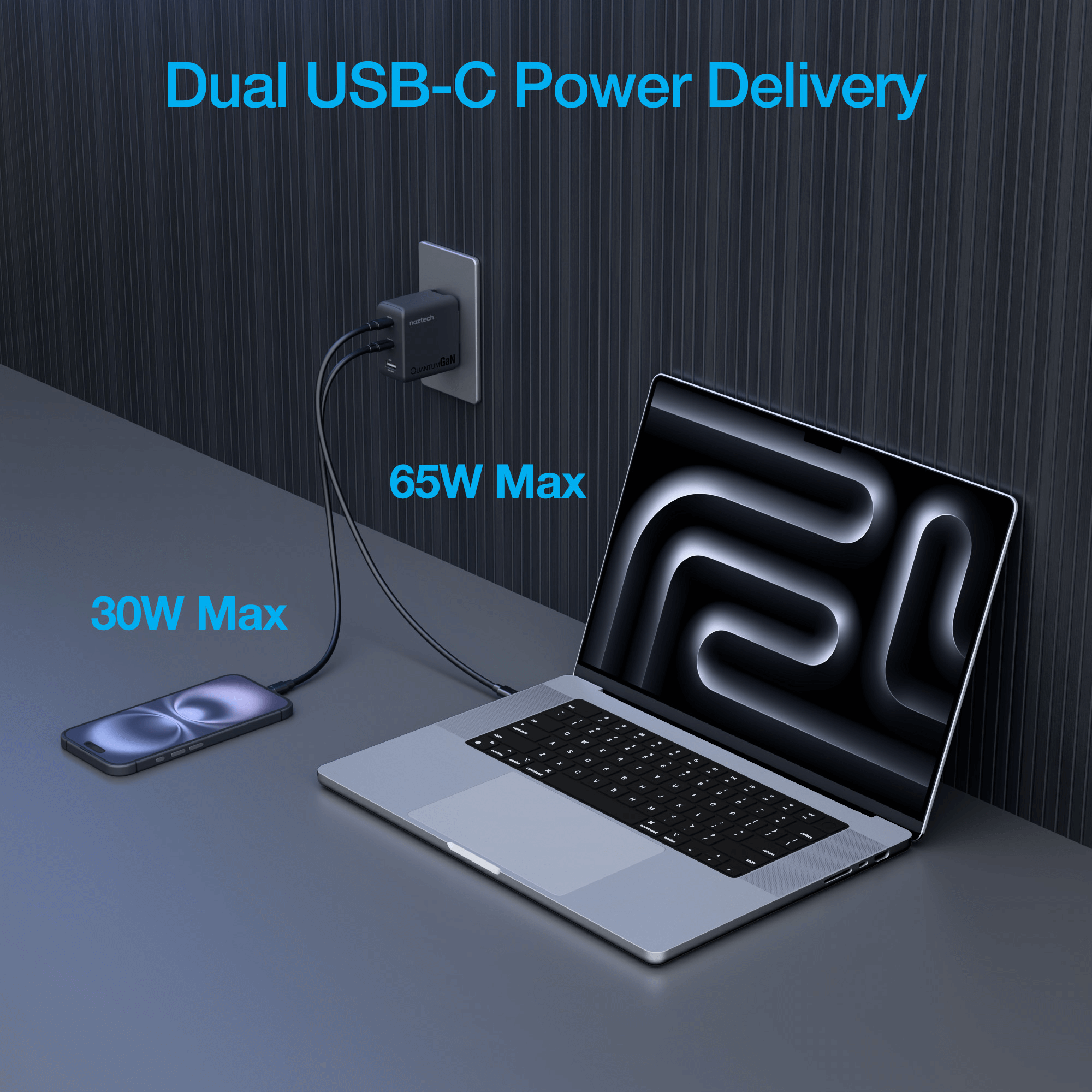 Naztech Nexus T100 100W USB-C PD + USB 3-Port GaN Ultra-Fast Wall Charger with PPS Jupiter Gear Home