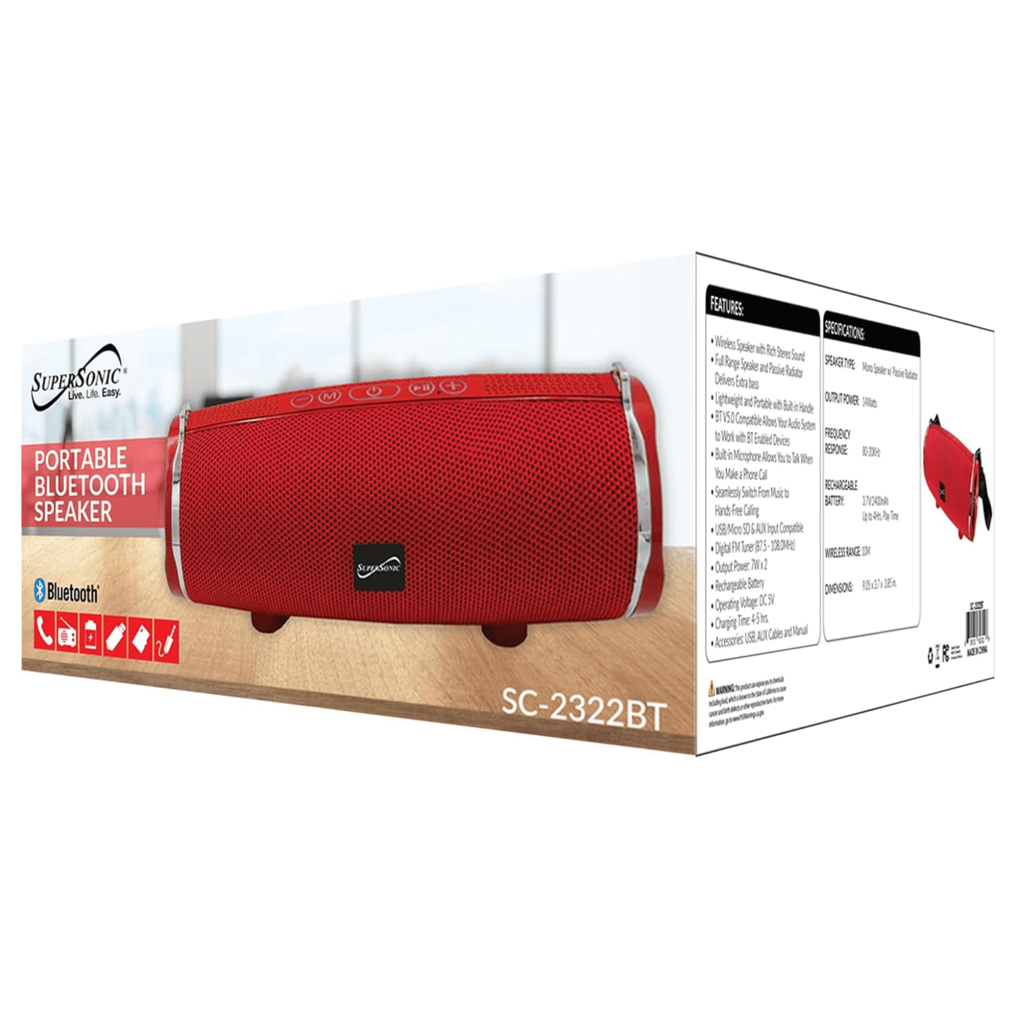 Supersonic Portable Bluetooth Wireless Speaker Jupiter Gear Home