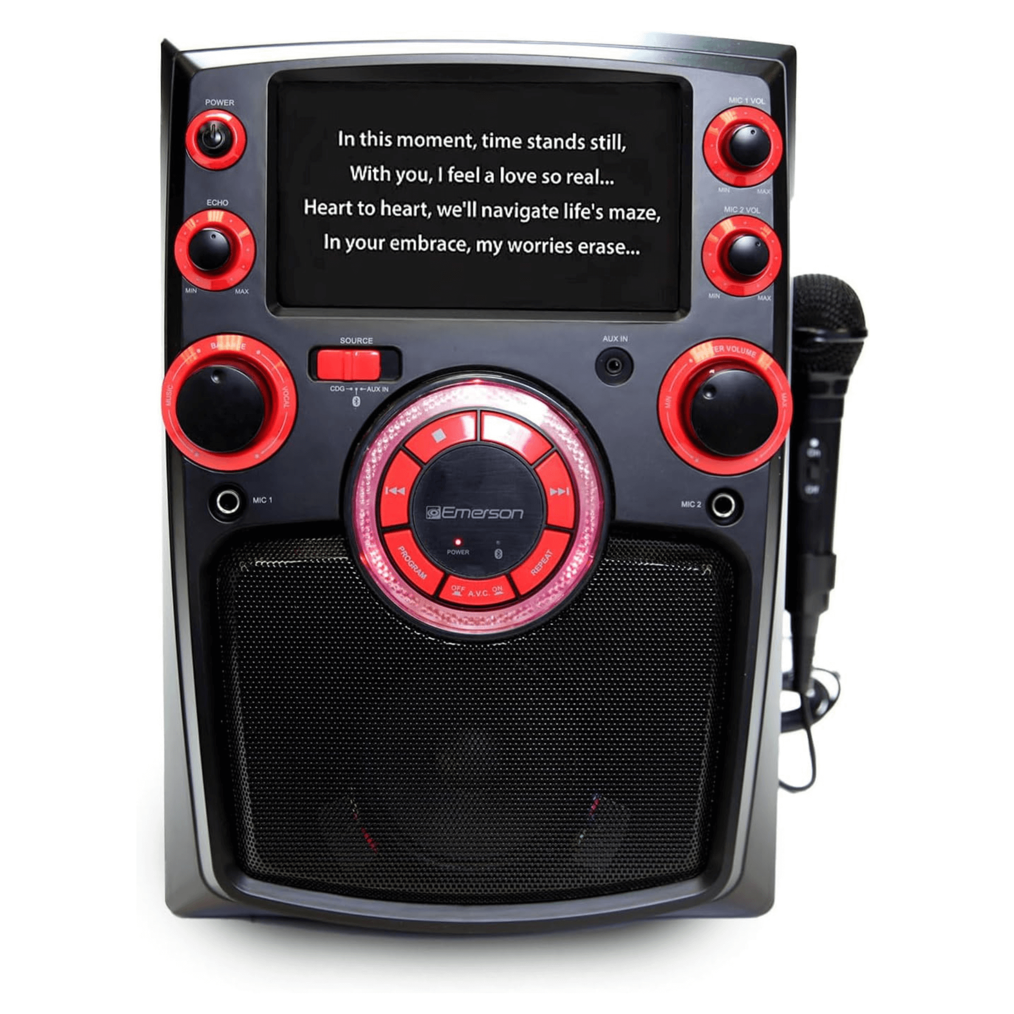Emerson Portable Bluetooth Karaoke System with 7" LCD Display and Mic Input Jupiter Gear Home