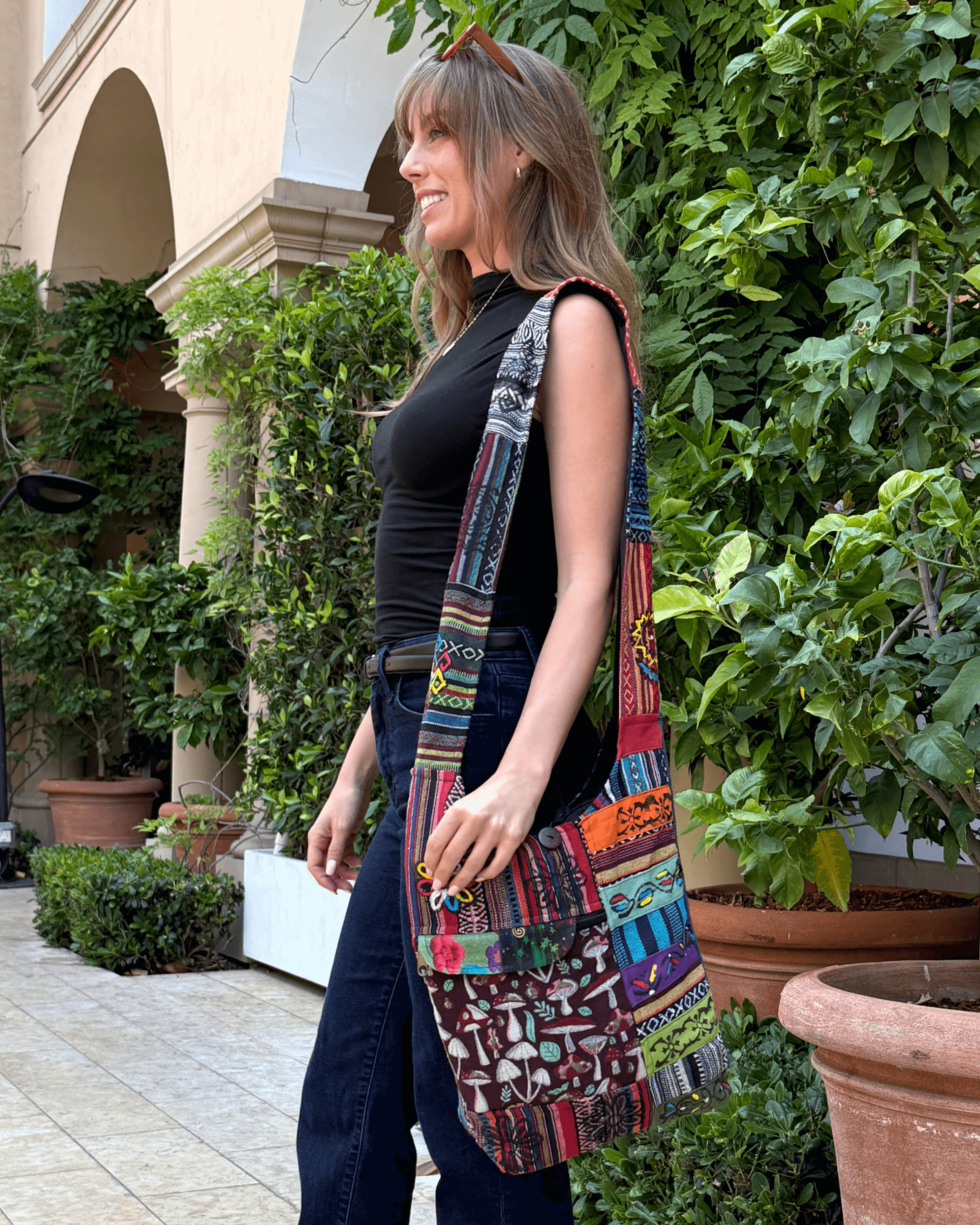 Kathmandu Collection Tribal Stripe Patchwork Hobo Bag Jupiter Gear Home
