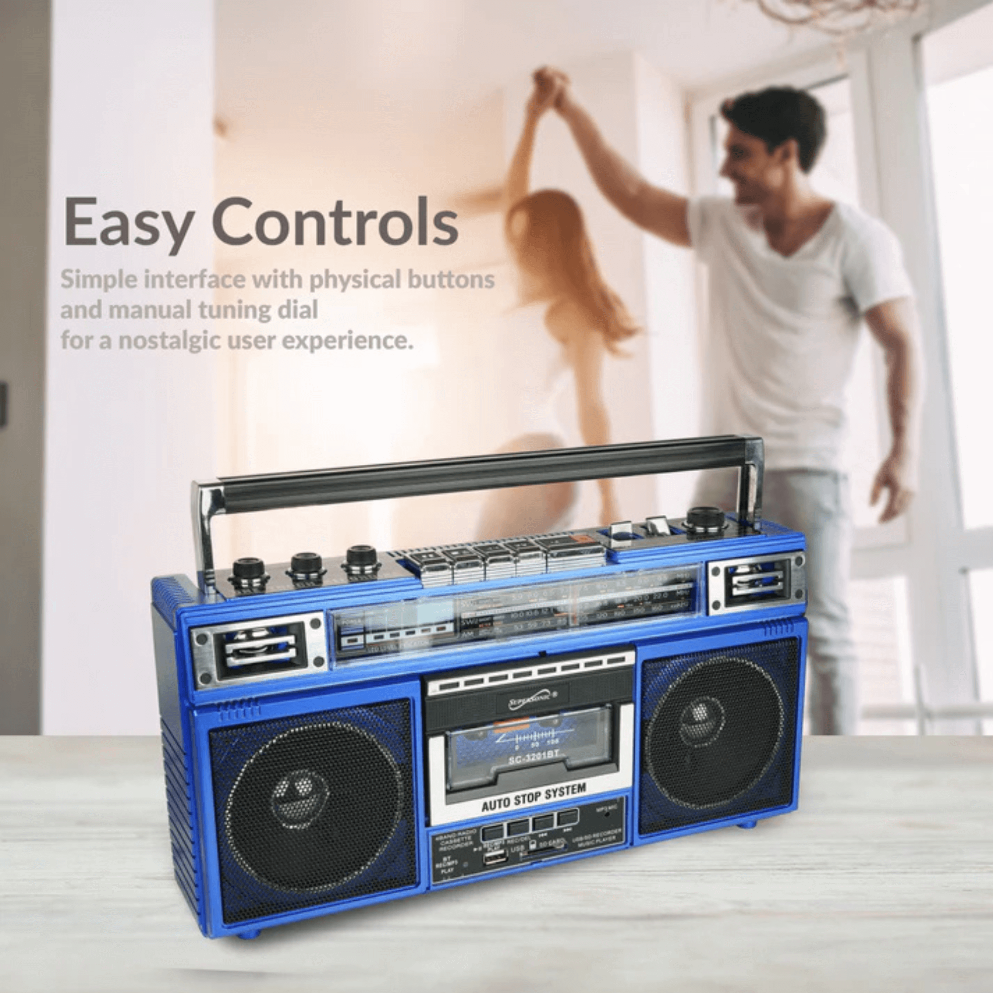 Supersonic 4 Band Bluetooth Radio & Cassette Player + Cassette To Mp3 Converter Jupiter Gear Home