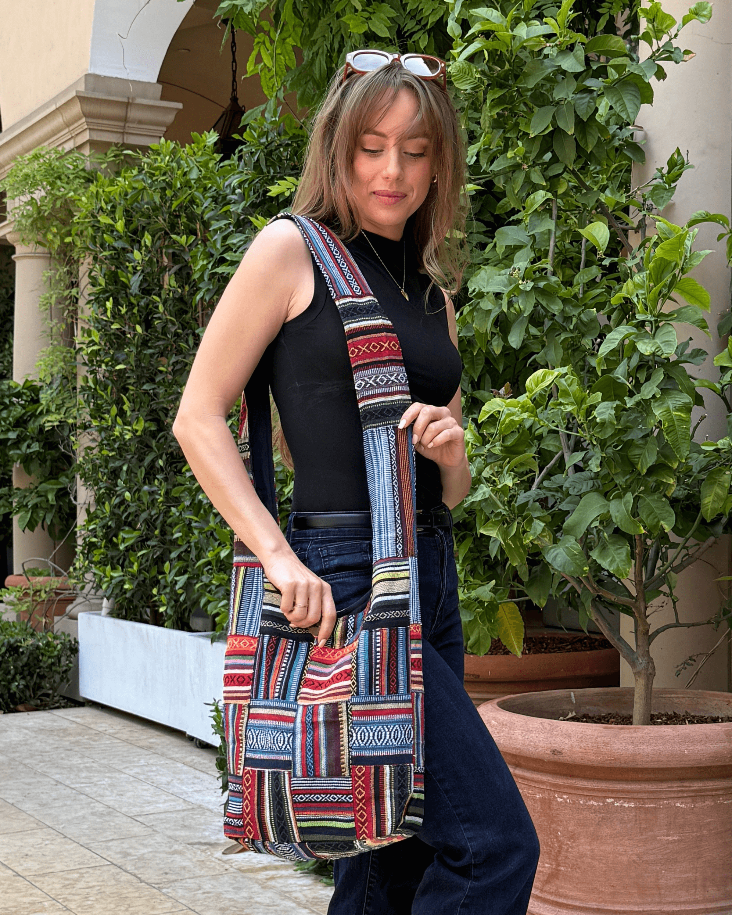 Kathmandu Collection Patchwork Striped Hobo Bag Jupiter Gear Home