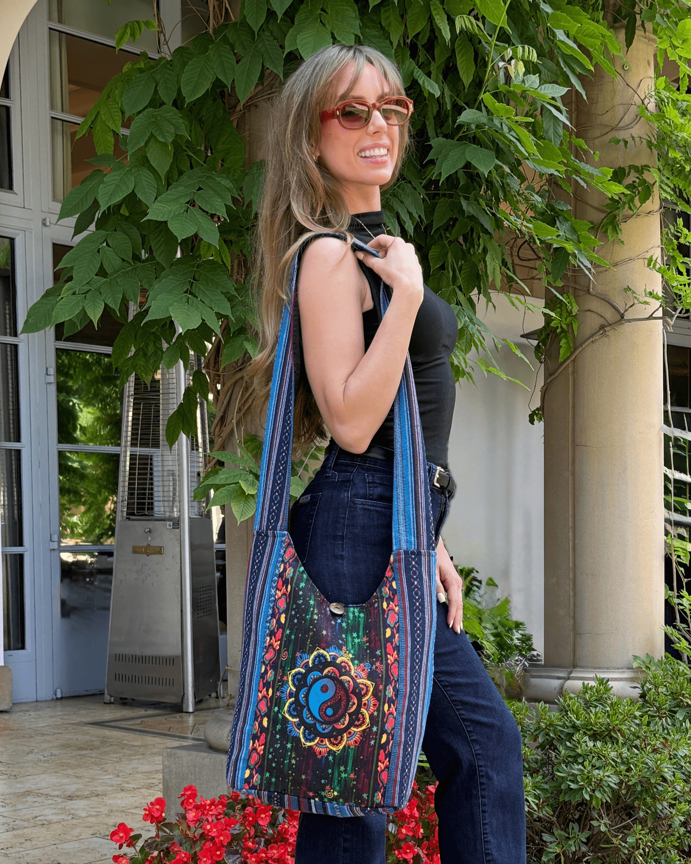 Kathmandu Collection Yin Yang Print Hobo Bag Jupiter Gear Home