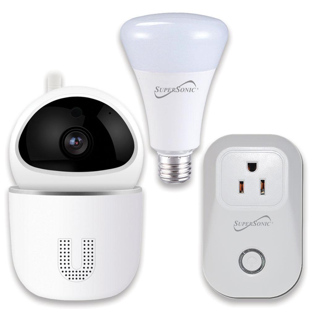 Supersonic 3-Pc. Smart Home Starter Kit with WiFi enabled: HD Camera, Plug, & Bulb Jupiter Gear Home