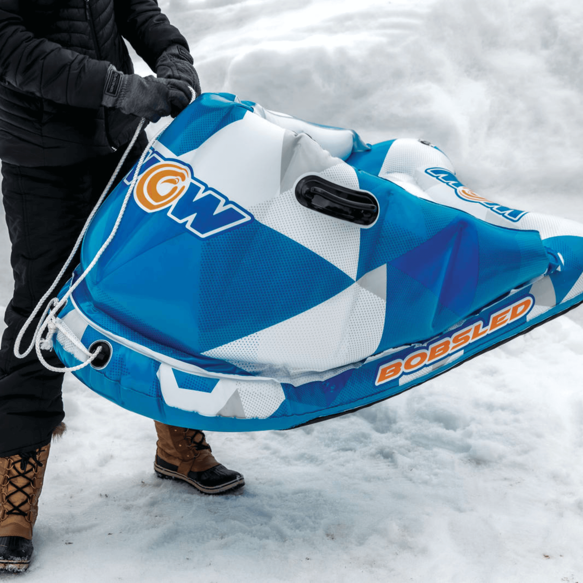 WOW Watersports Snow Tube Bobsled for Kids and Adults w Front Snow Shield Jupiter Gear Home