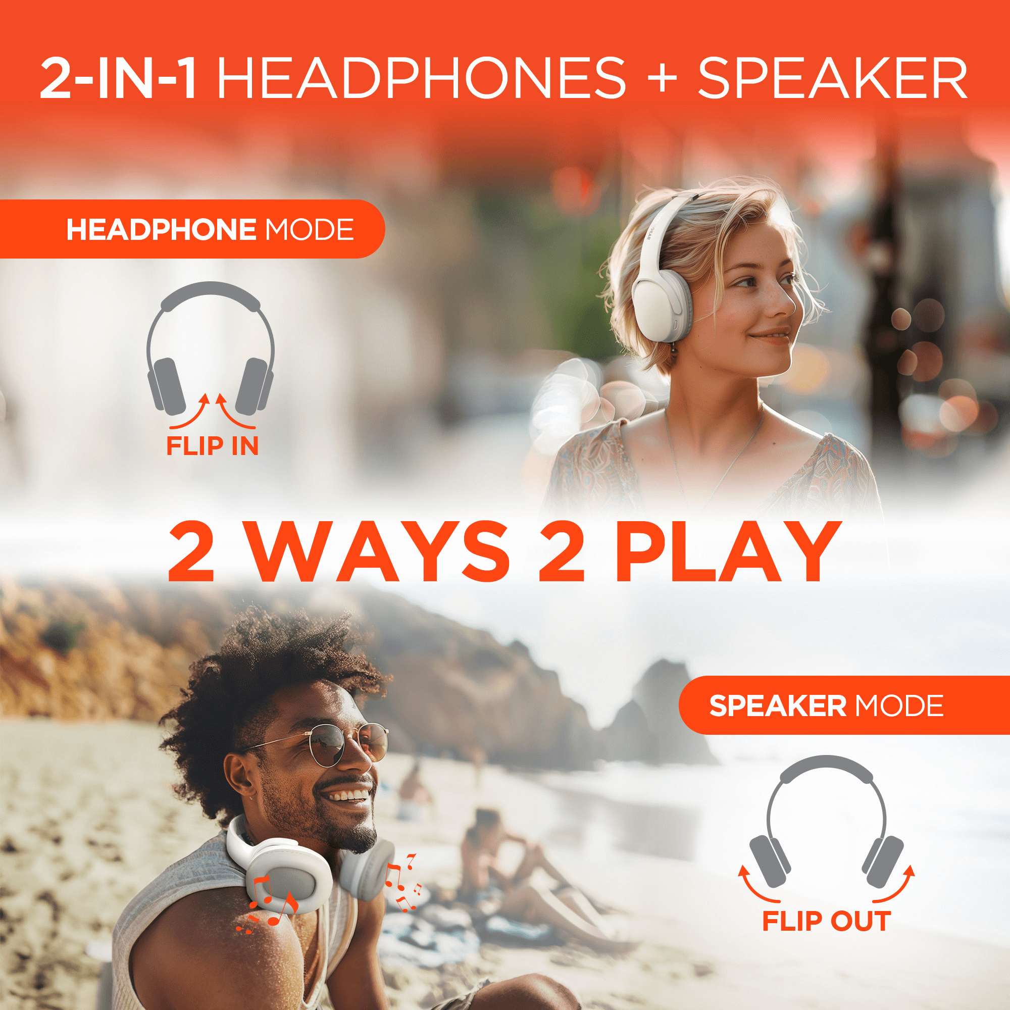 HyperGear Flip 2-in-1 Headphones Plus Speaker Jupiter Gear Home