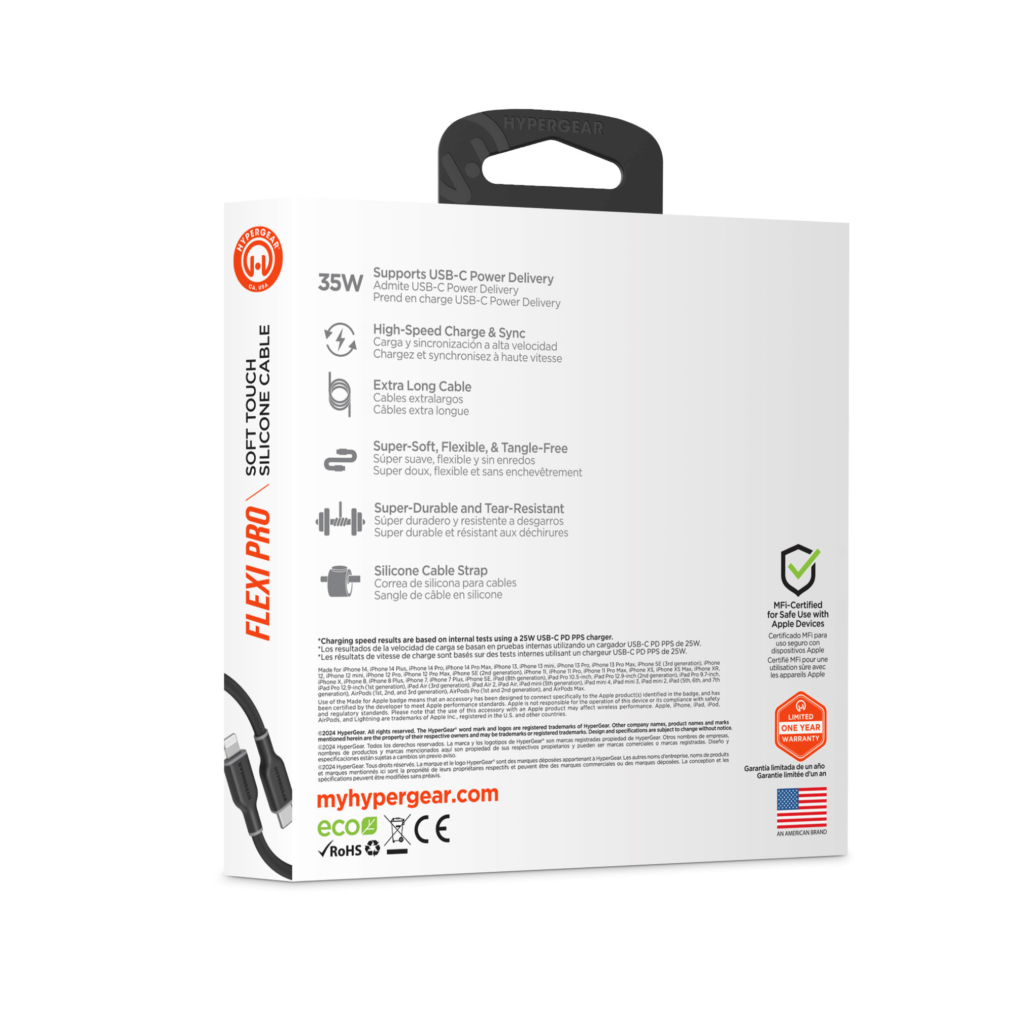 HyperGear Flexi PRO USB-C to Lightning Cable 10ft Jupiter Gear Home