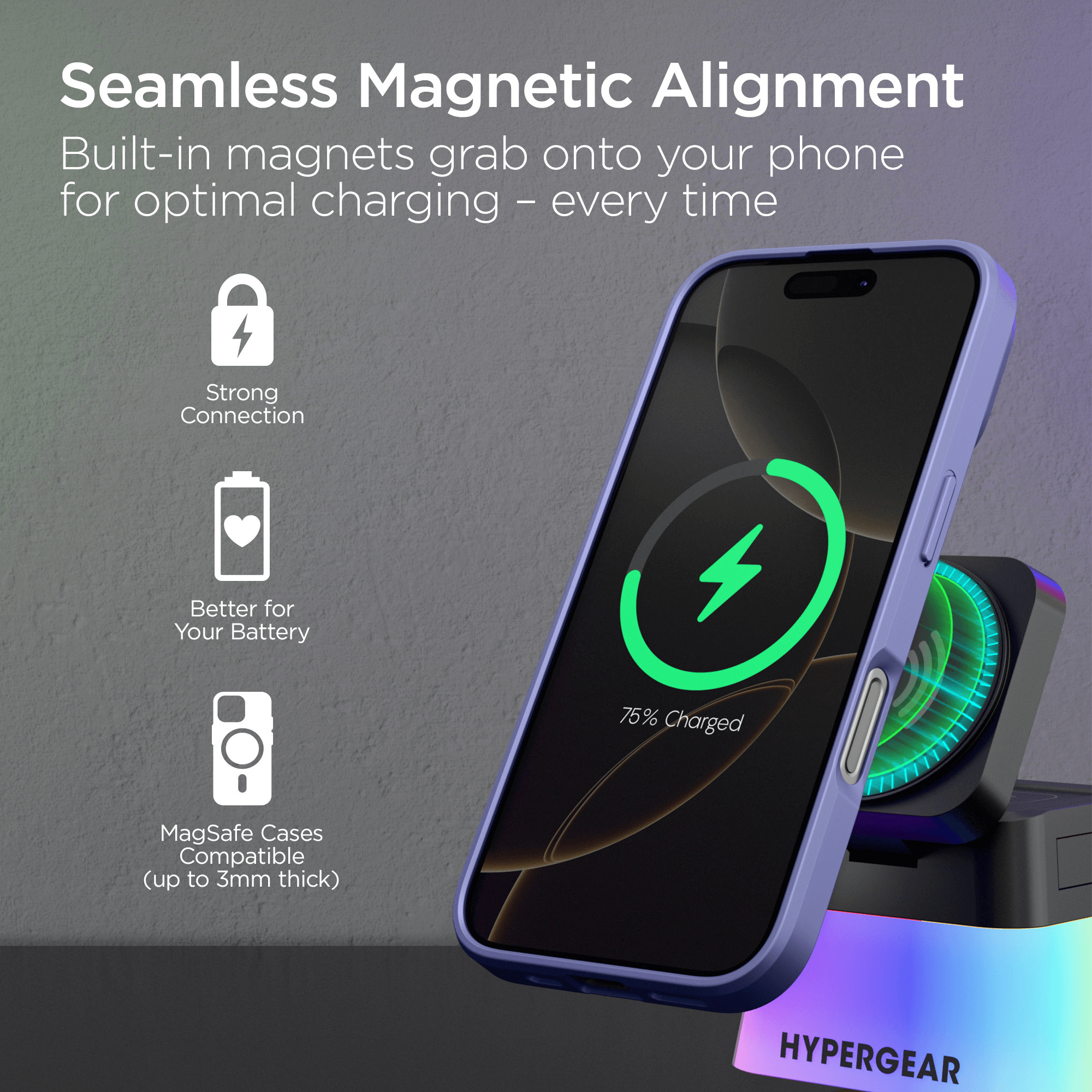 HyperGear PowerFold Cube RGB 3-in-1 Wireless Charging Stand Jupiter Gear Home