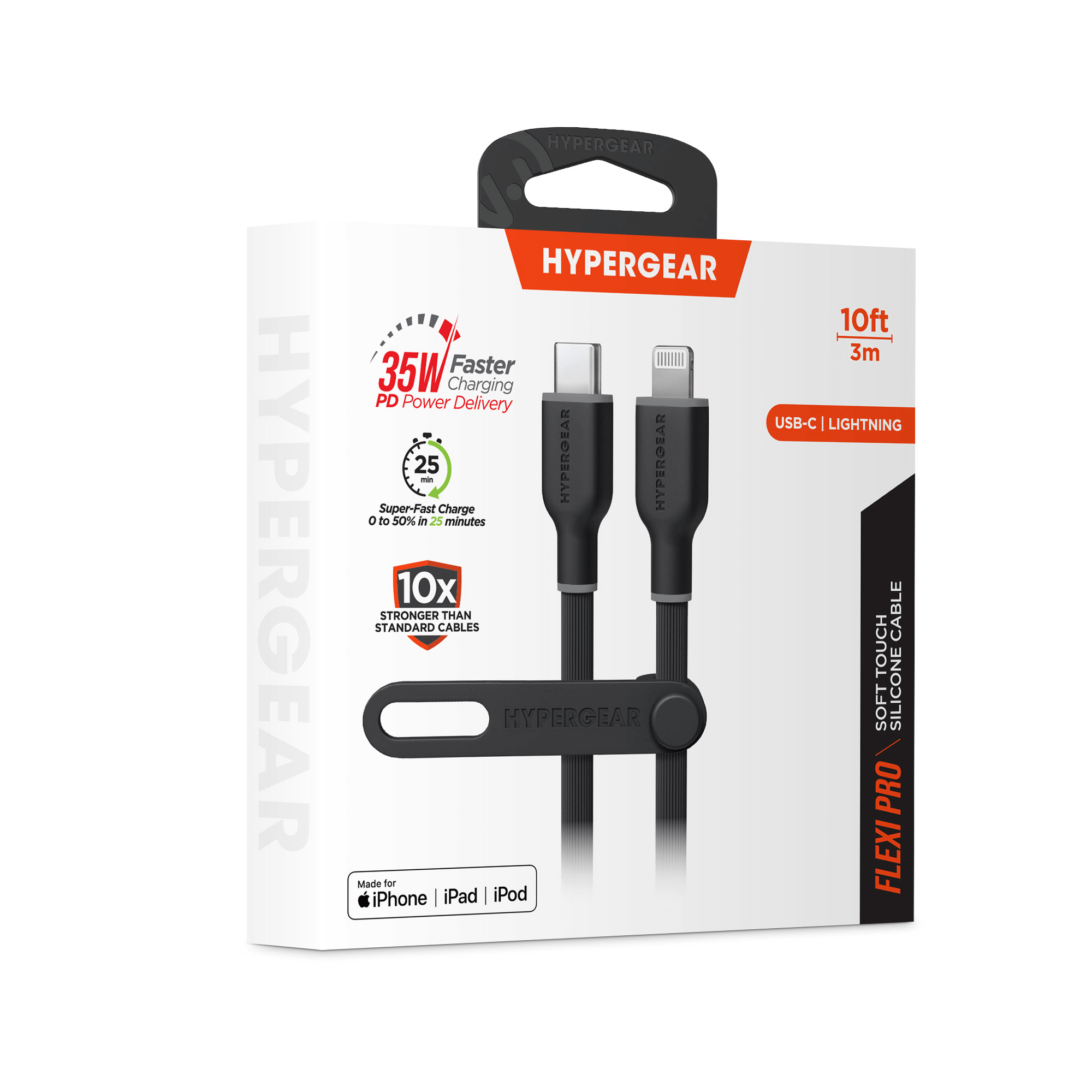 HyperGear Flexi PRO USB-C to Lightning Cable 10ft Jupiter Gear Home