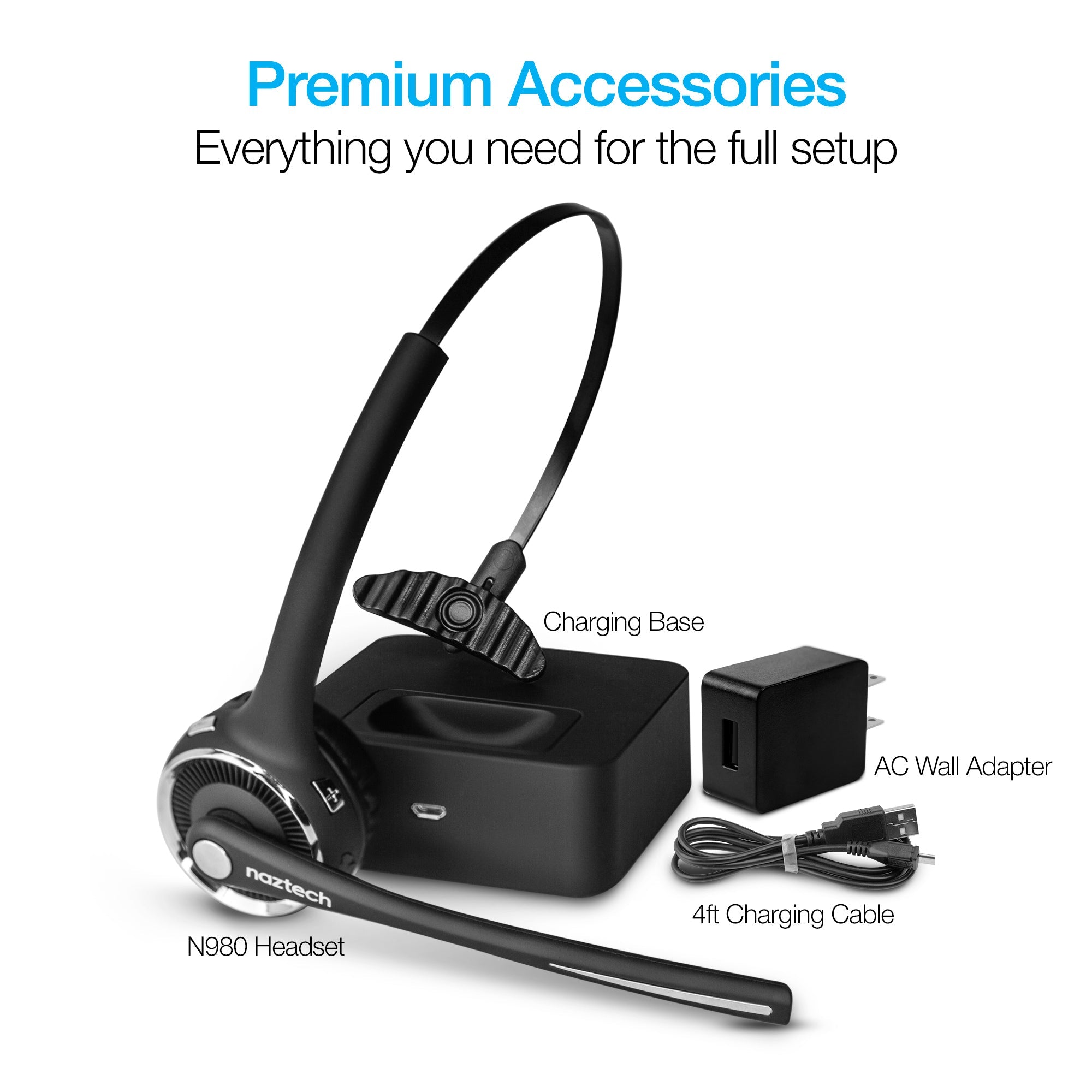 Naztech N980 BT Over-the-Head Headset w Base Jupiter Gear Home