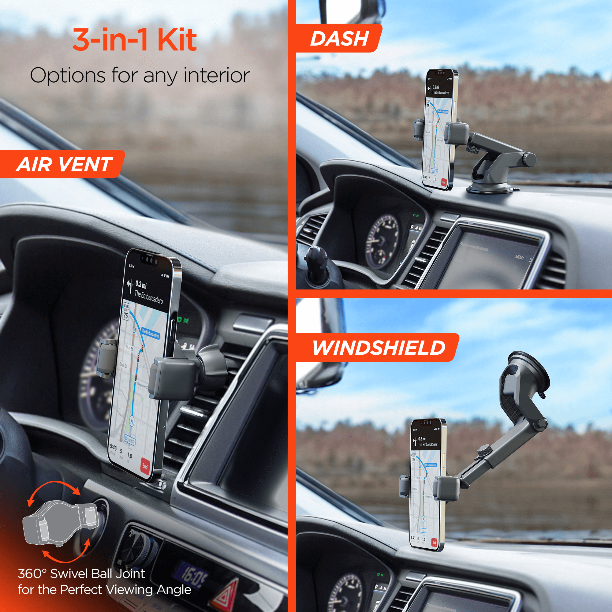 HyperGear Roller Grip Phone Mount Kit Jupiter Gear Home