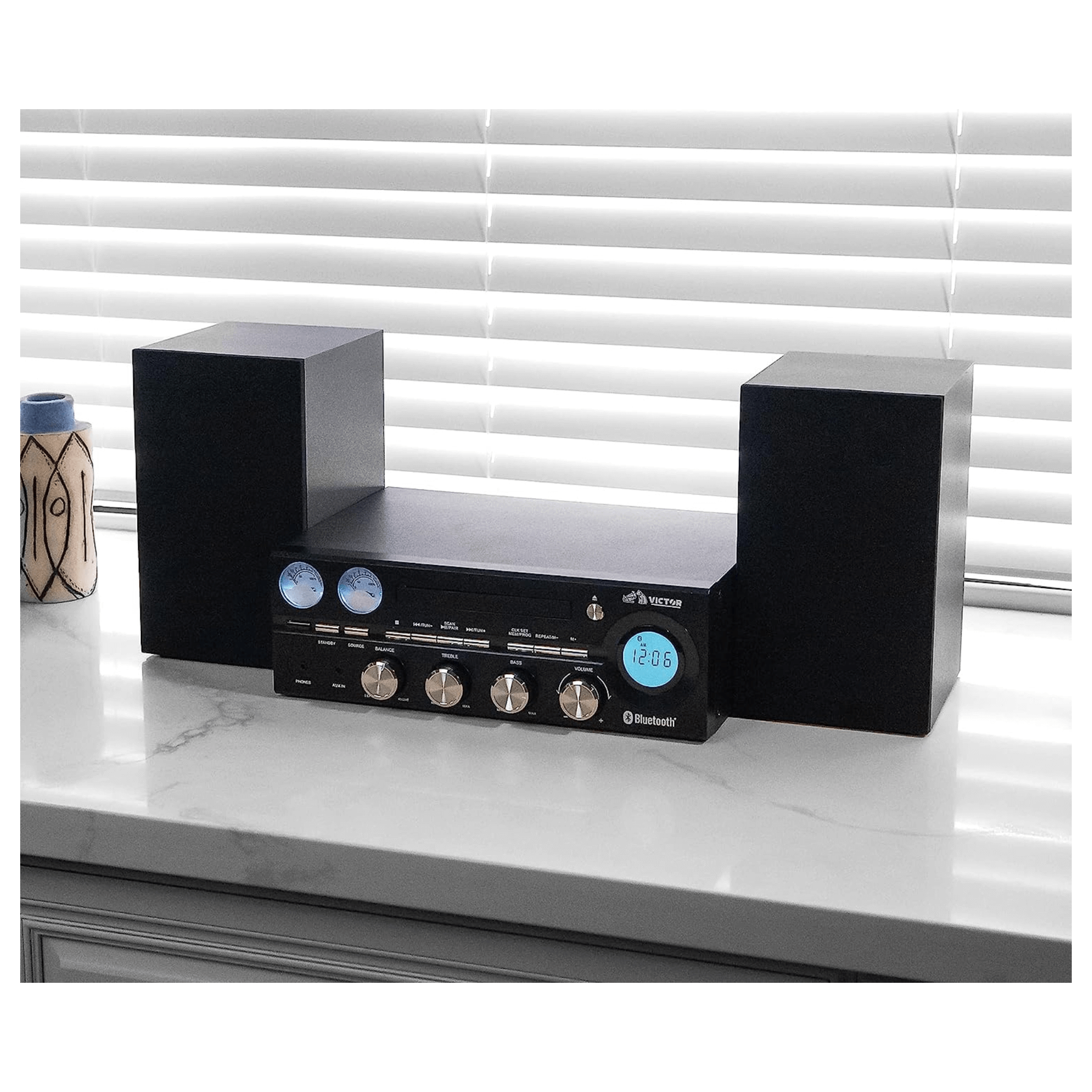 Victor Milwaukee 50W Desktop CD Stereo System Black - Refurbished Jupiter Gear Home