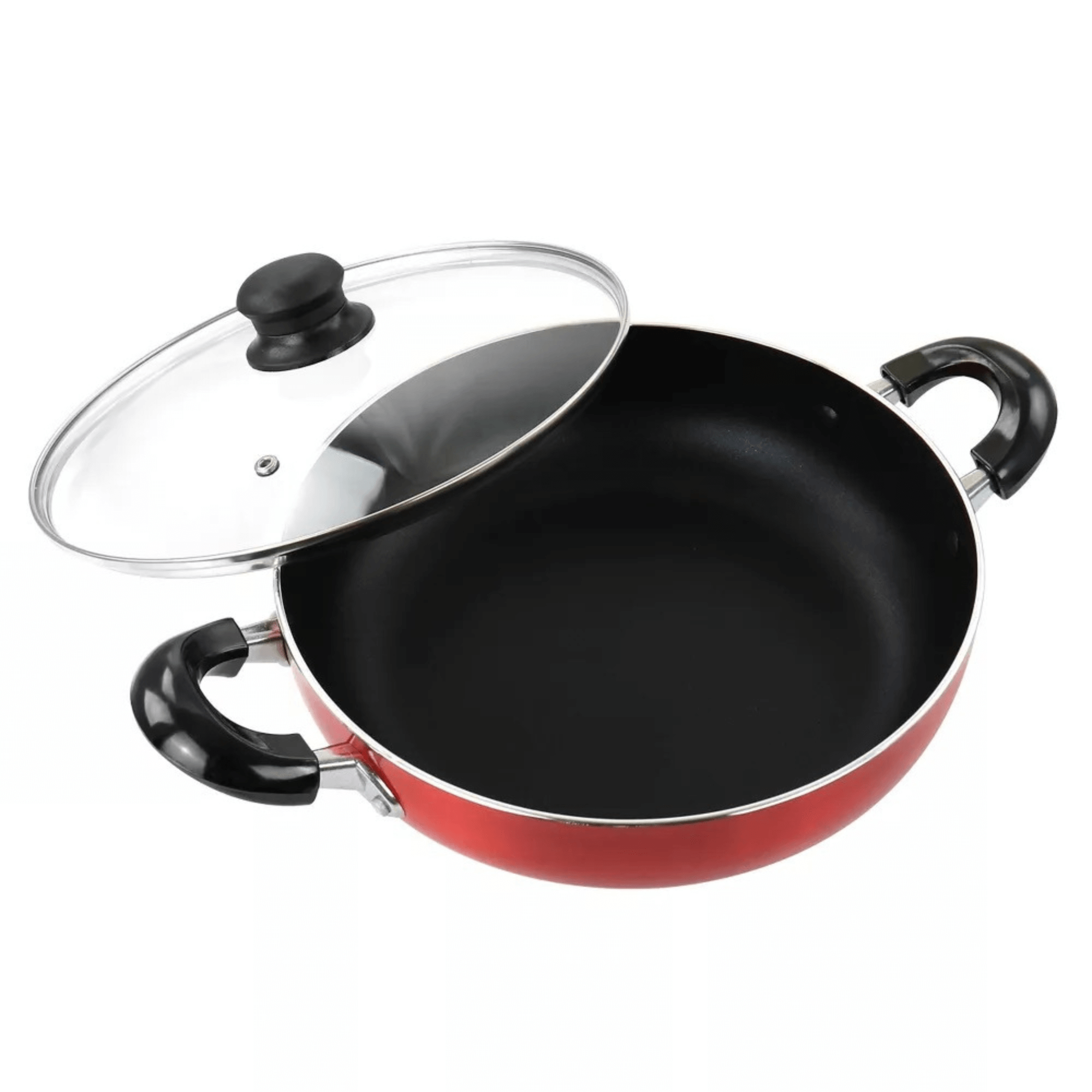 Better Chef 10" Aluminum Non-Stick Metallic Red Deep Fryer with Glass Lid Jupiter Gear Home