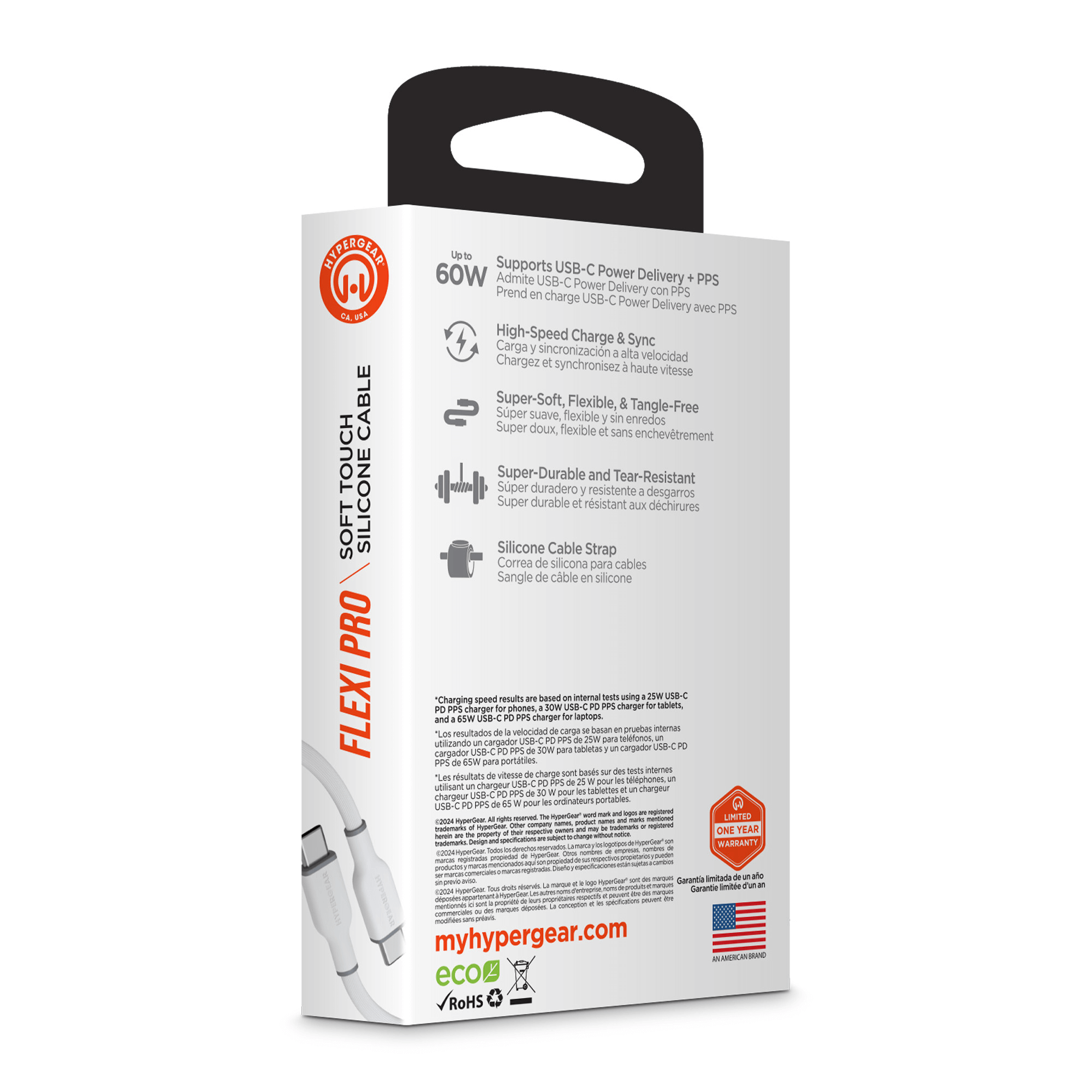 HyperGear Flexi PRO USB-C to USB-C Cable 4ft Jupiter Gear Home
